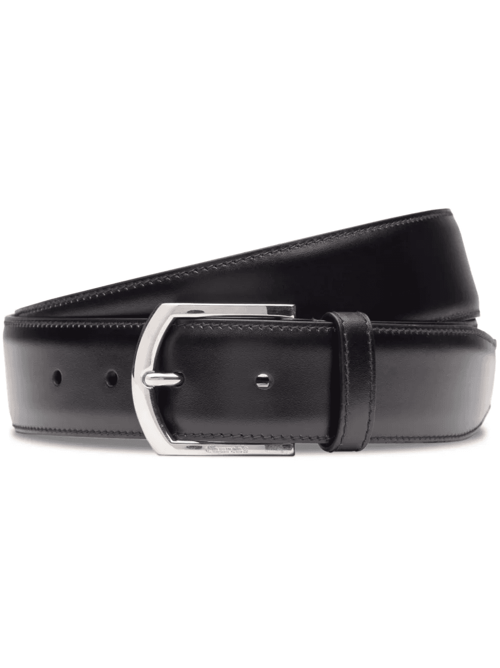 polished buckle-fastening leather belt - Image 1