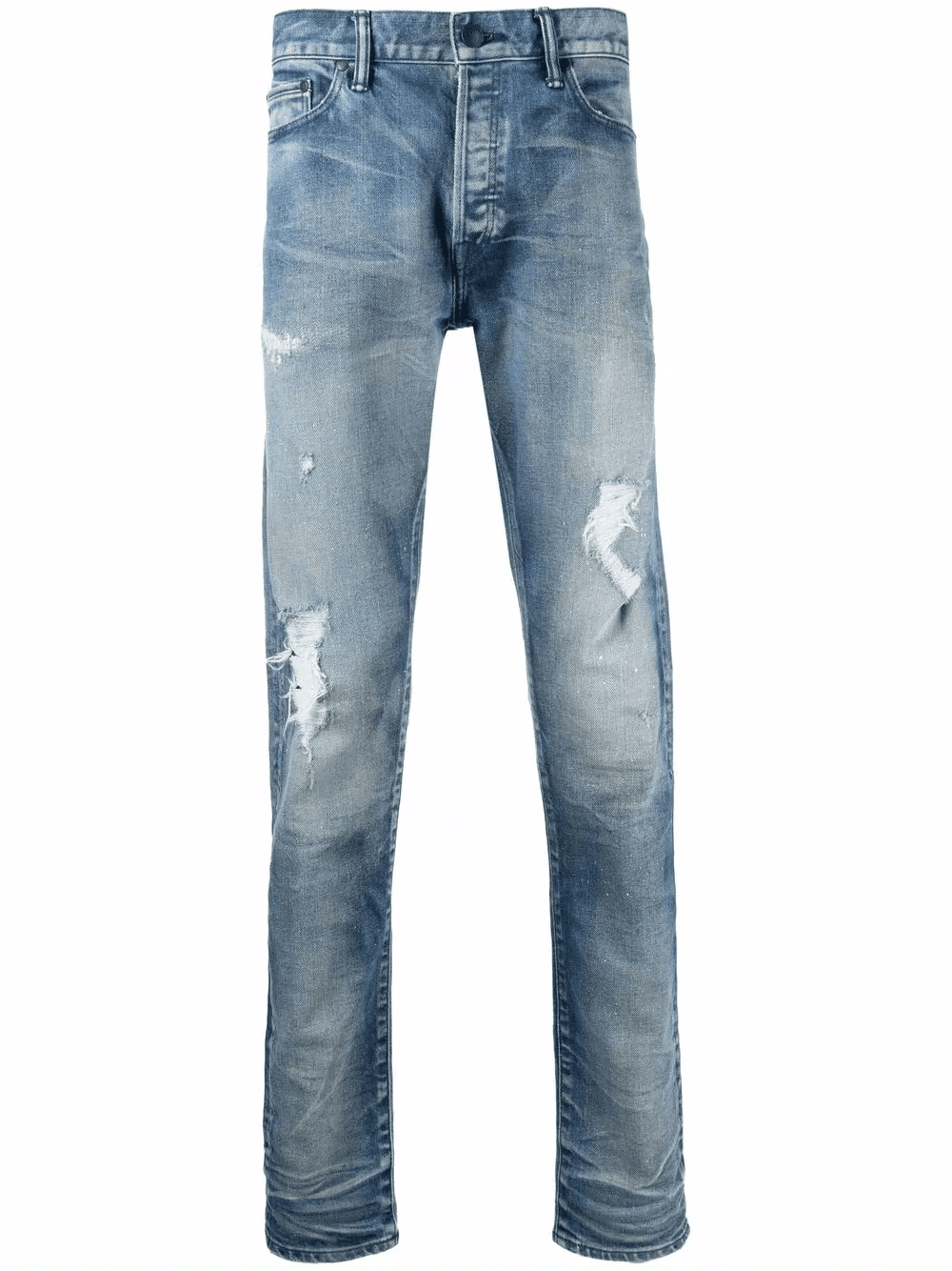 mid-rise distressed jeans - Image 1