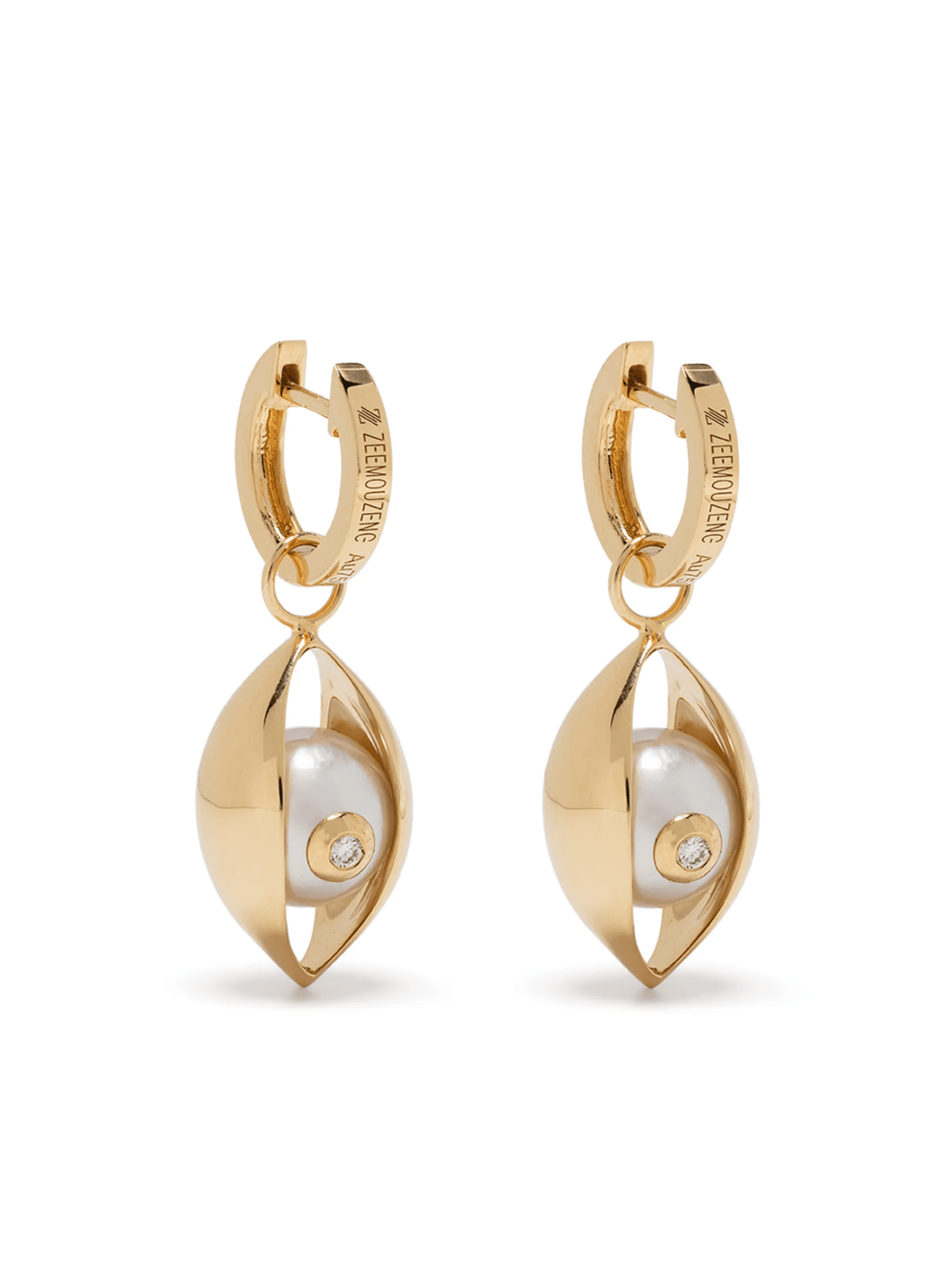18kt yellow gold diamond akoya pearl Eye earrings - Image 1
