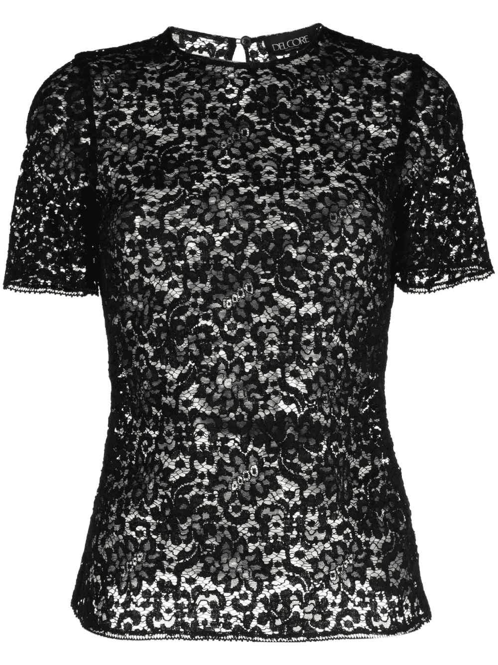 floral-lace short-sleeved T-shirt - Image 1