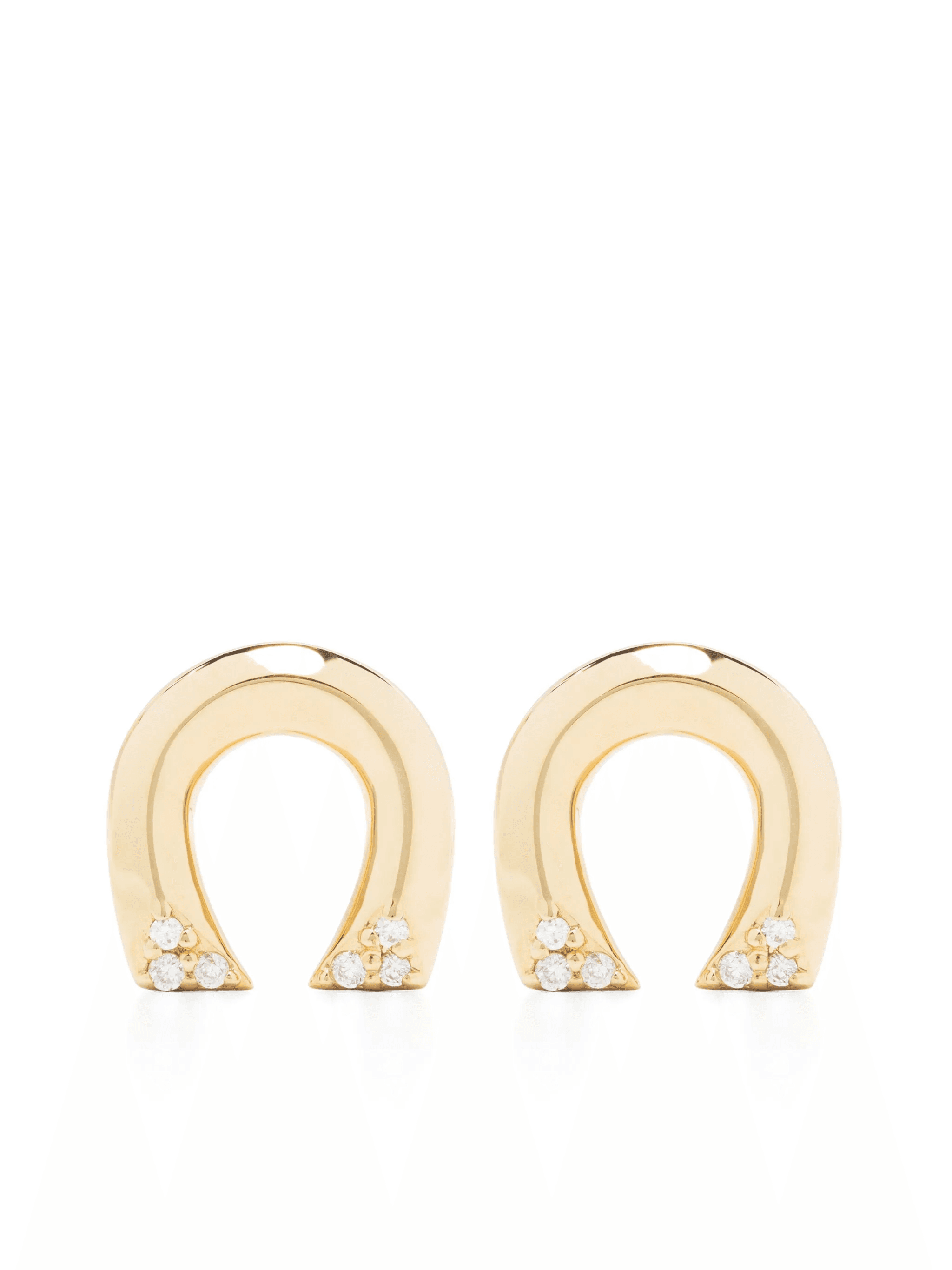 18kt yellow gold Tiny Horseshoe diamond stud earrings - Image 1