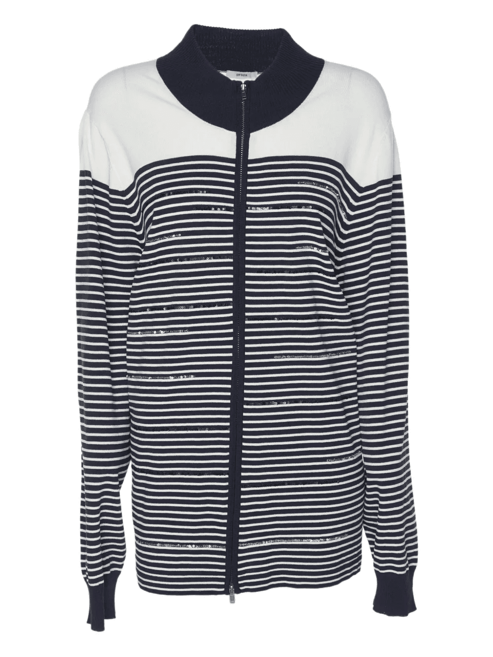 stripe-pattern zipped cardigan - Image 1