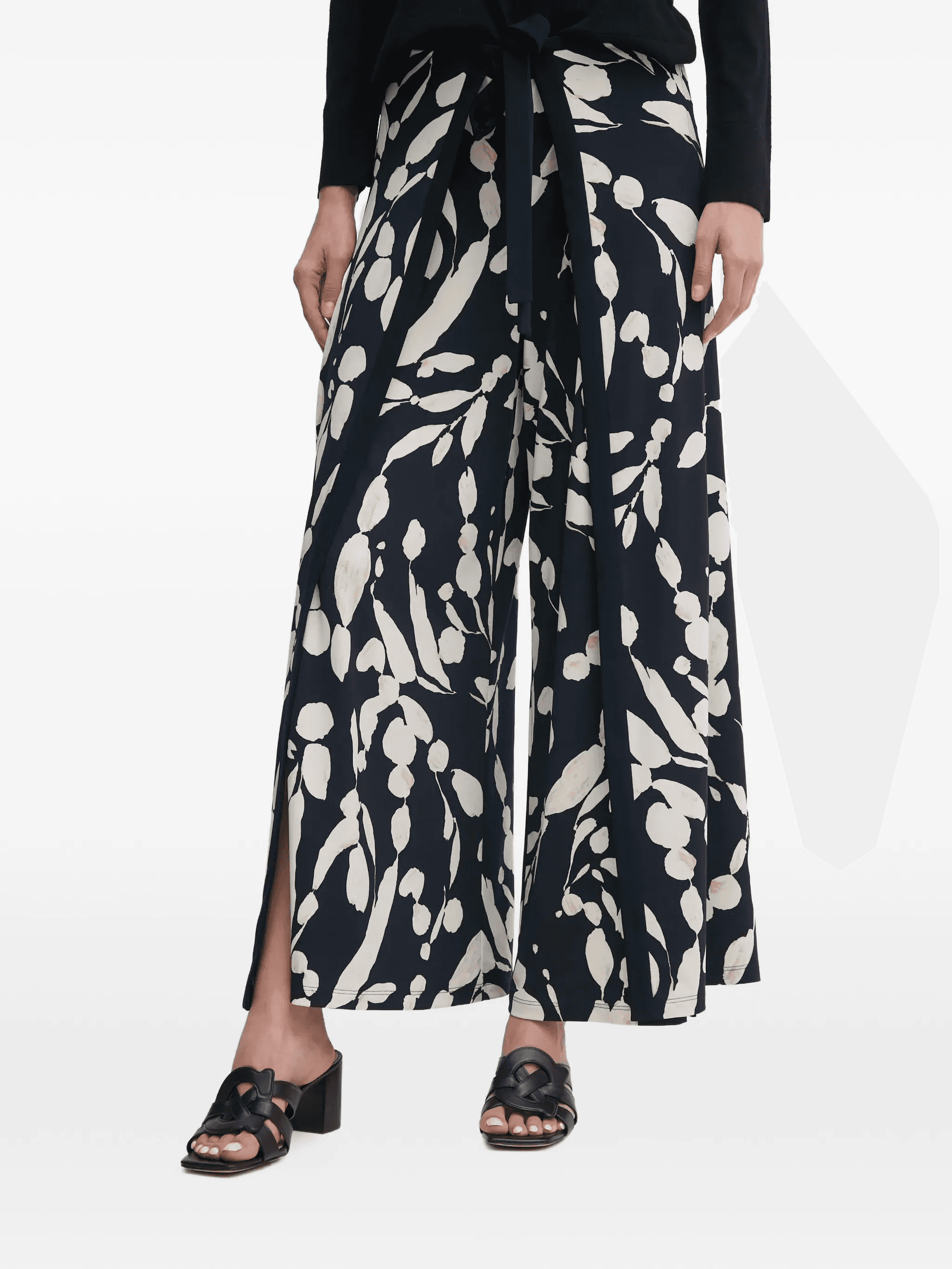 floral print tie trousers - Image 1