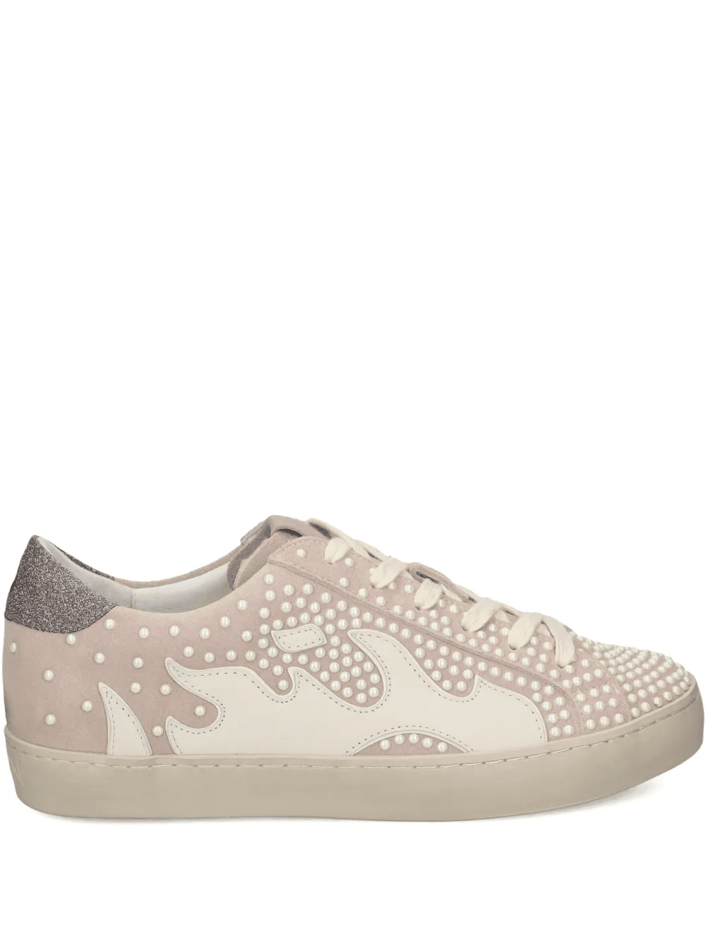 flame-embroidered embellished sneakers - Image 1