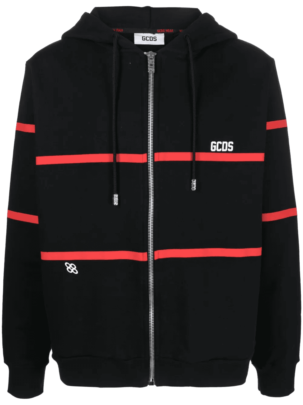 stripe-print zip-up hoodie - Image 1