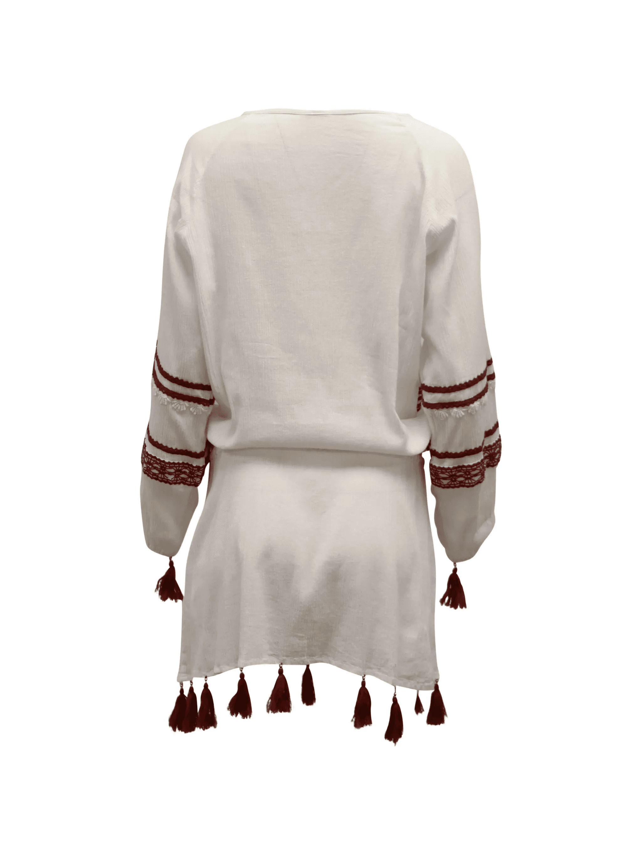 embroidered tassel-detail mini dress - Image 1