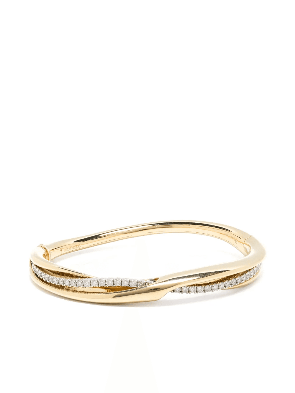 18kt yellow gold white diamond bangle - Image 1
