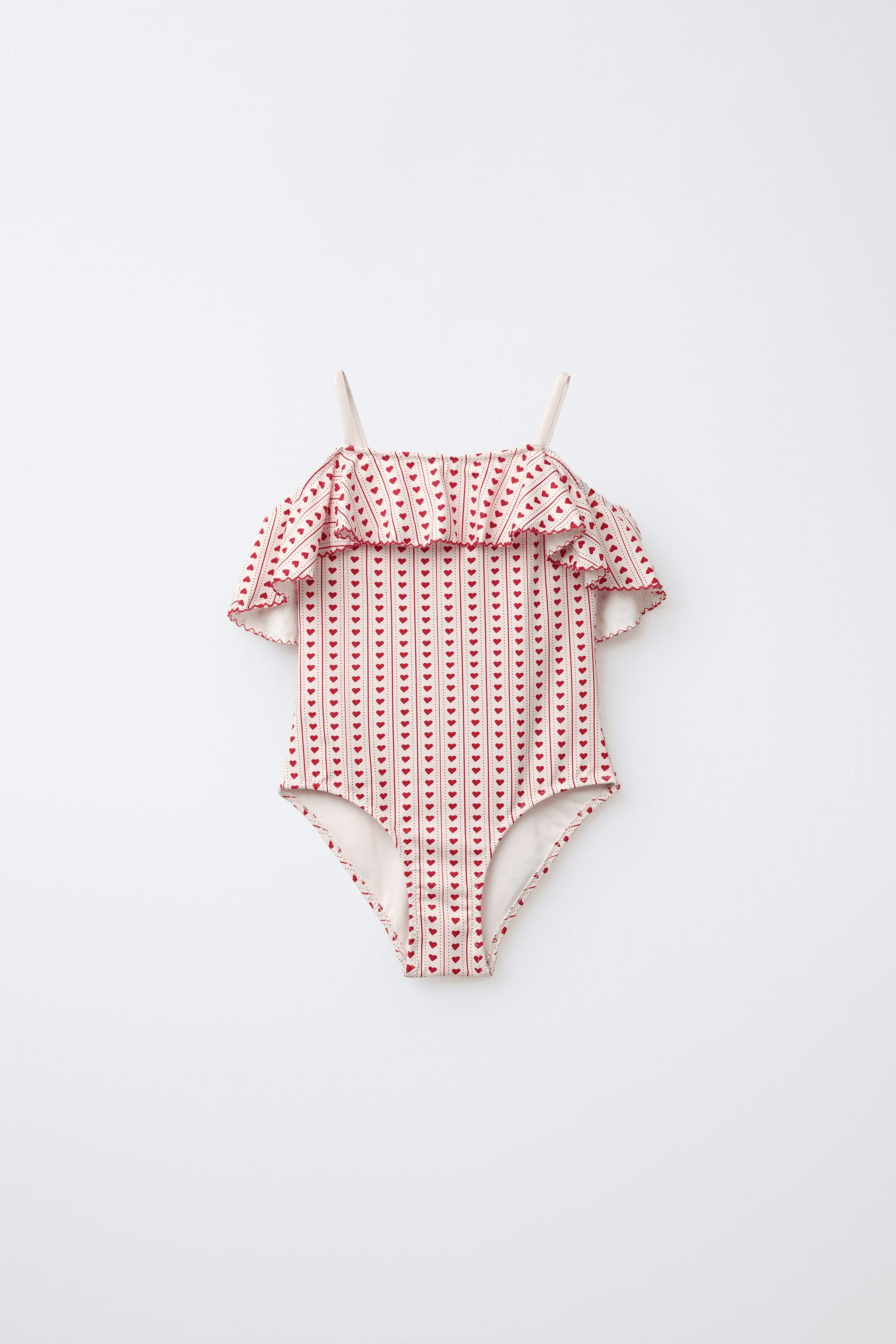 AGES 6-14 / HEART RUFFLE SWIMSUIT - Image 1