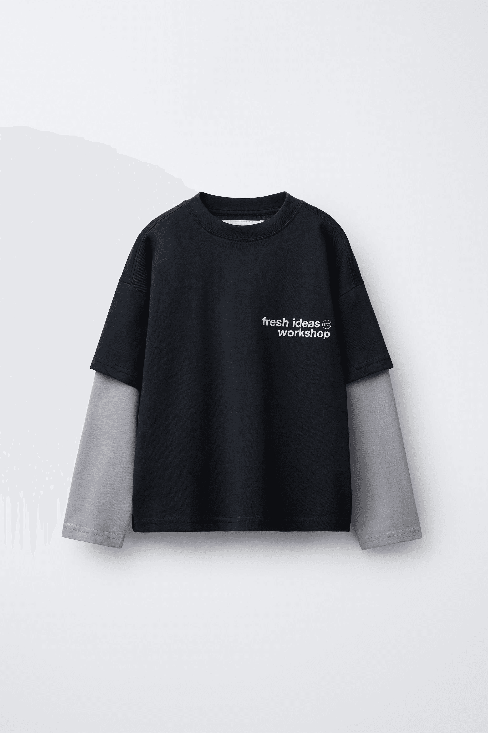 DOUBLE SLEEVE TEXT T-SHIRT - Image 1
