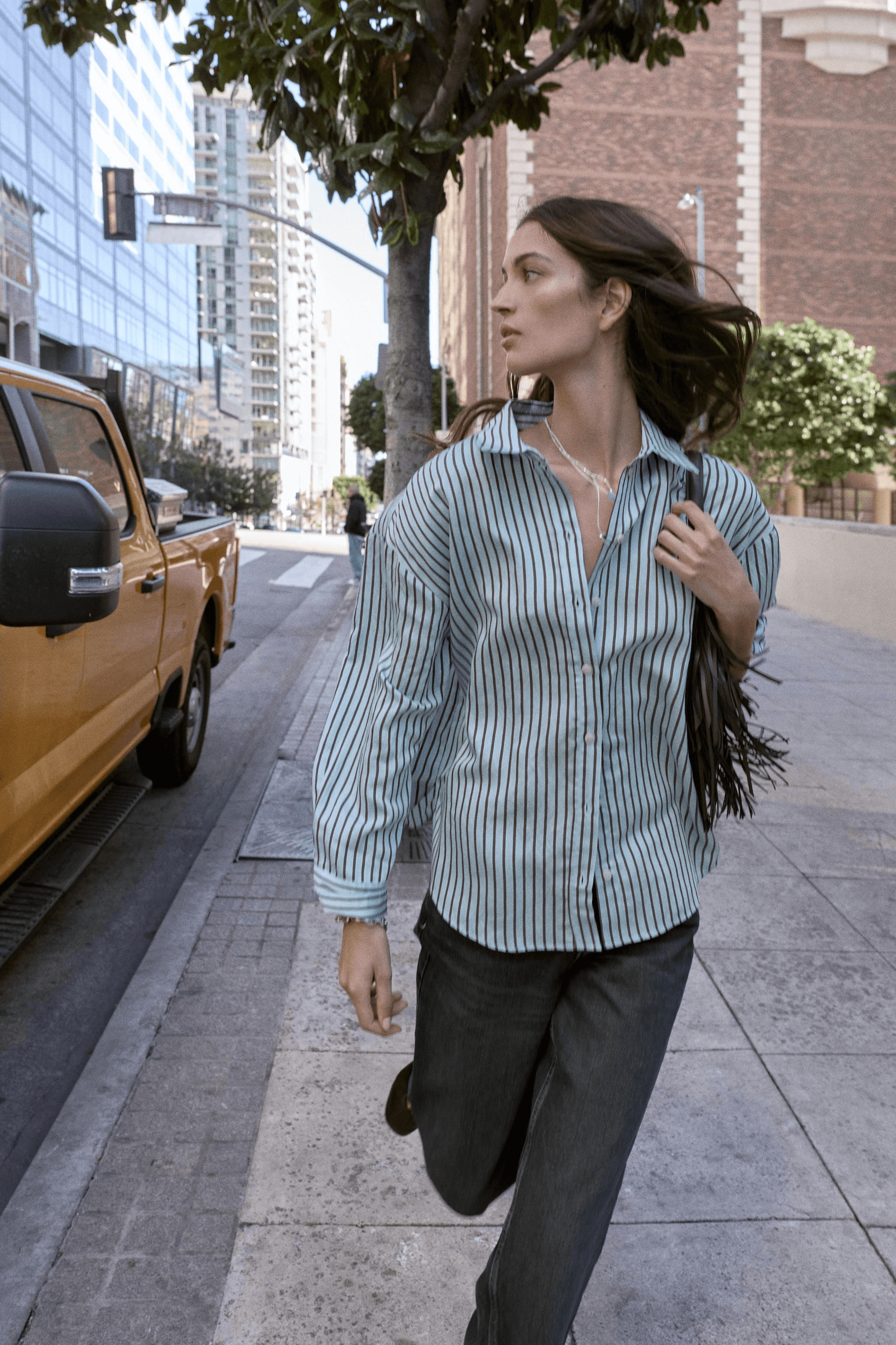 OVERSIZED STRIPED POPLIN SHIRT - Image 1