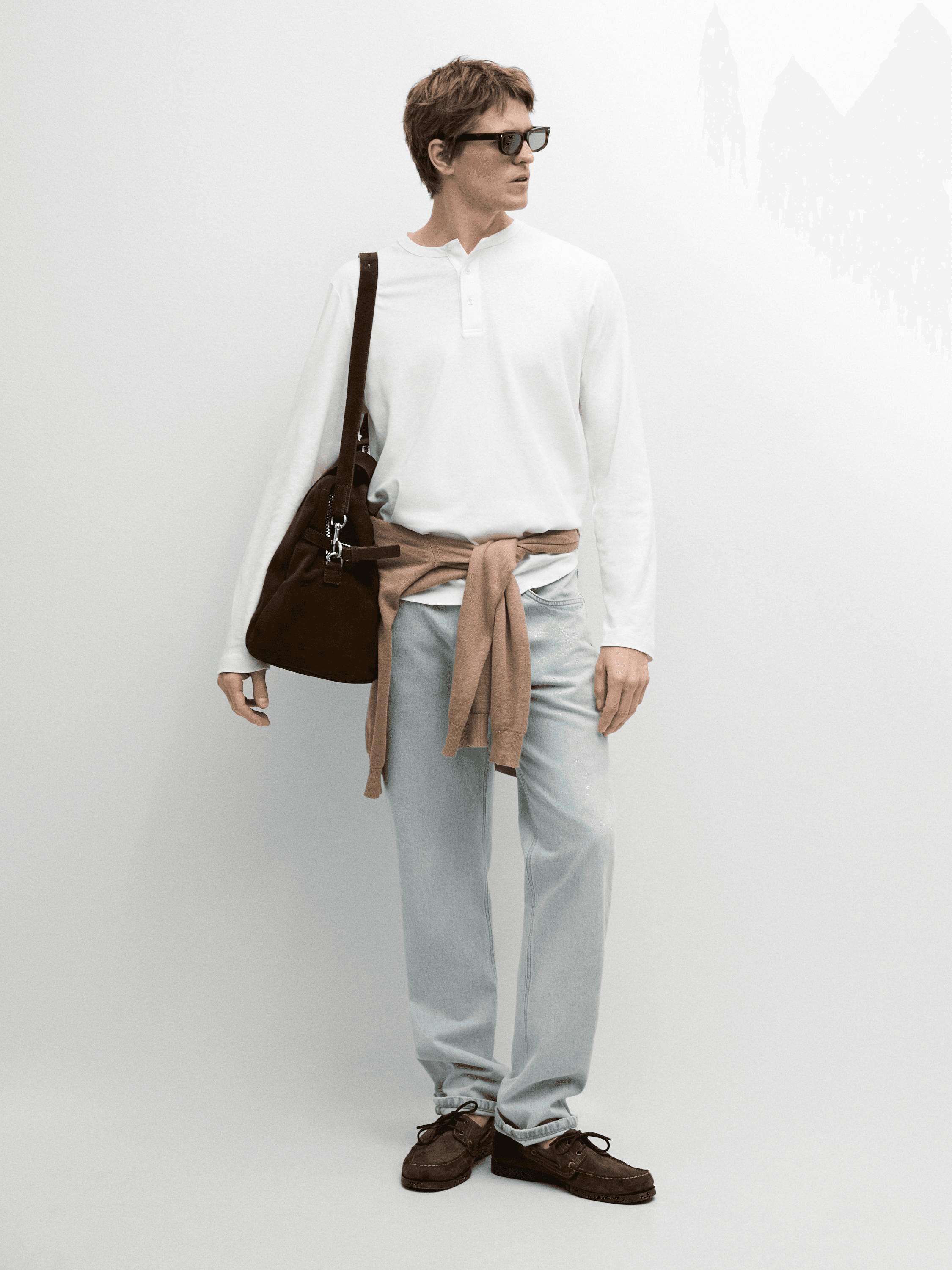 Long sleeve henley neck T-shirt - White - Image 1