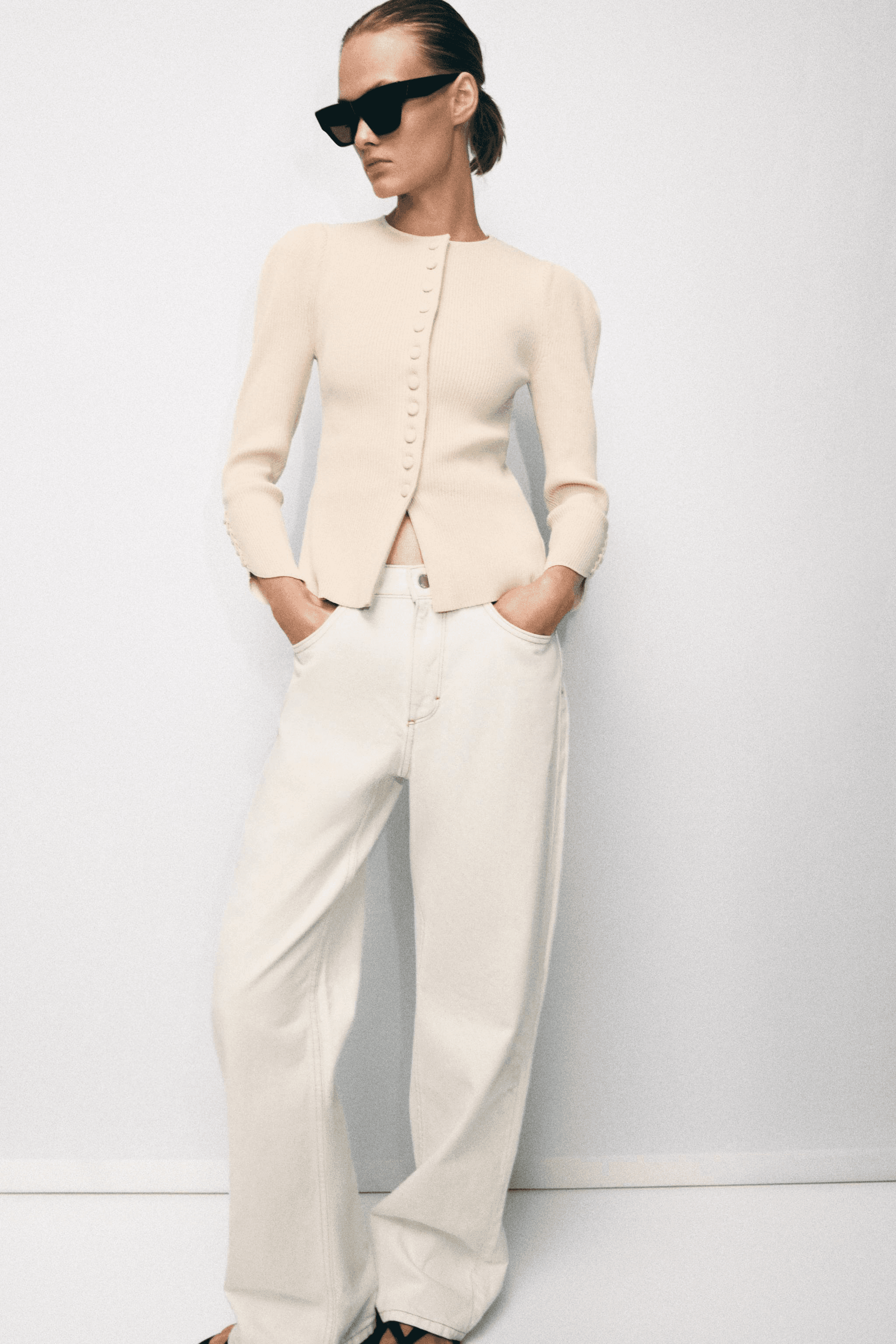 CARDIGAN WITH PUFF SLEEVES - Image 1