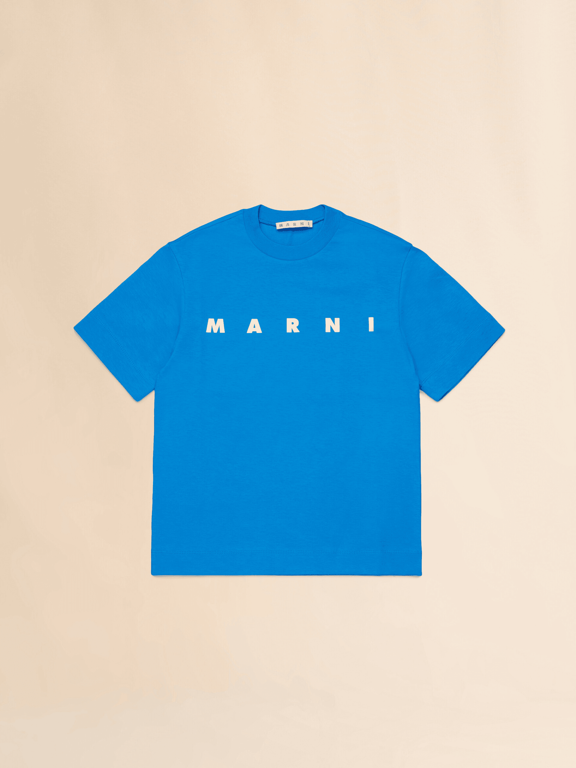 Blue cotton t-shirt with logo - Image 1