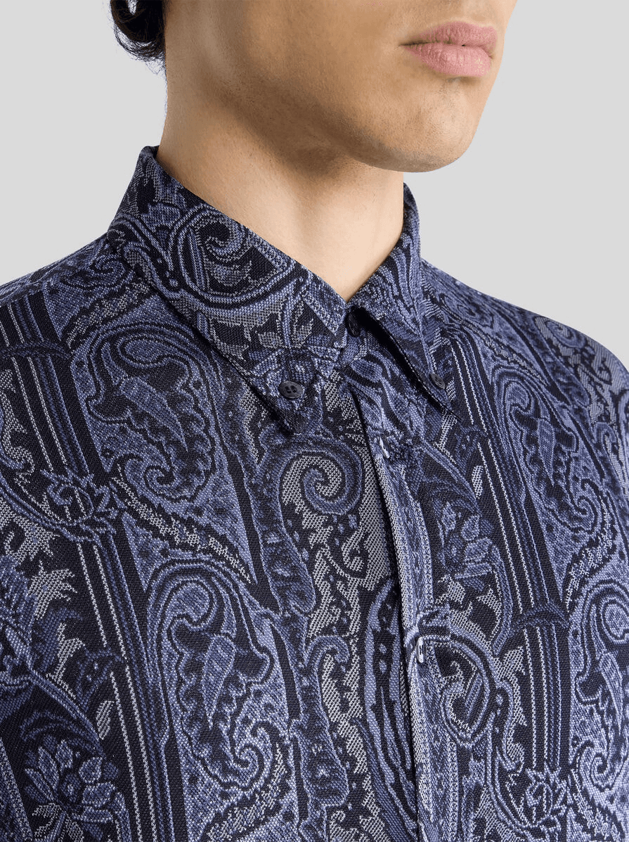 BUTTON-DOWN JACQUARD SHIRT WITH LEAFY PAISLEY MOTIF - Image 1