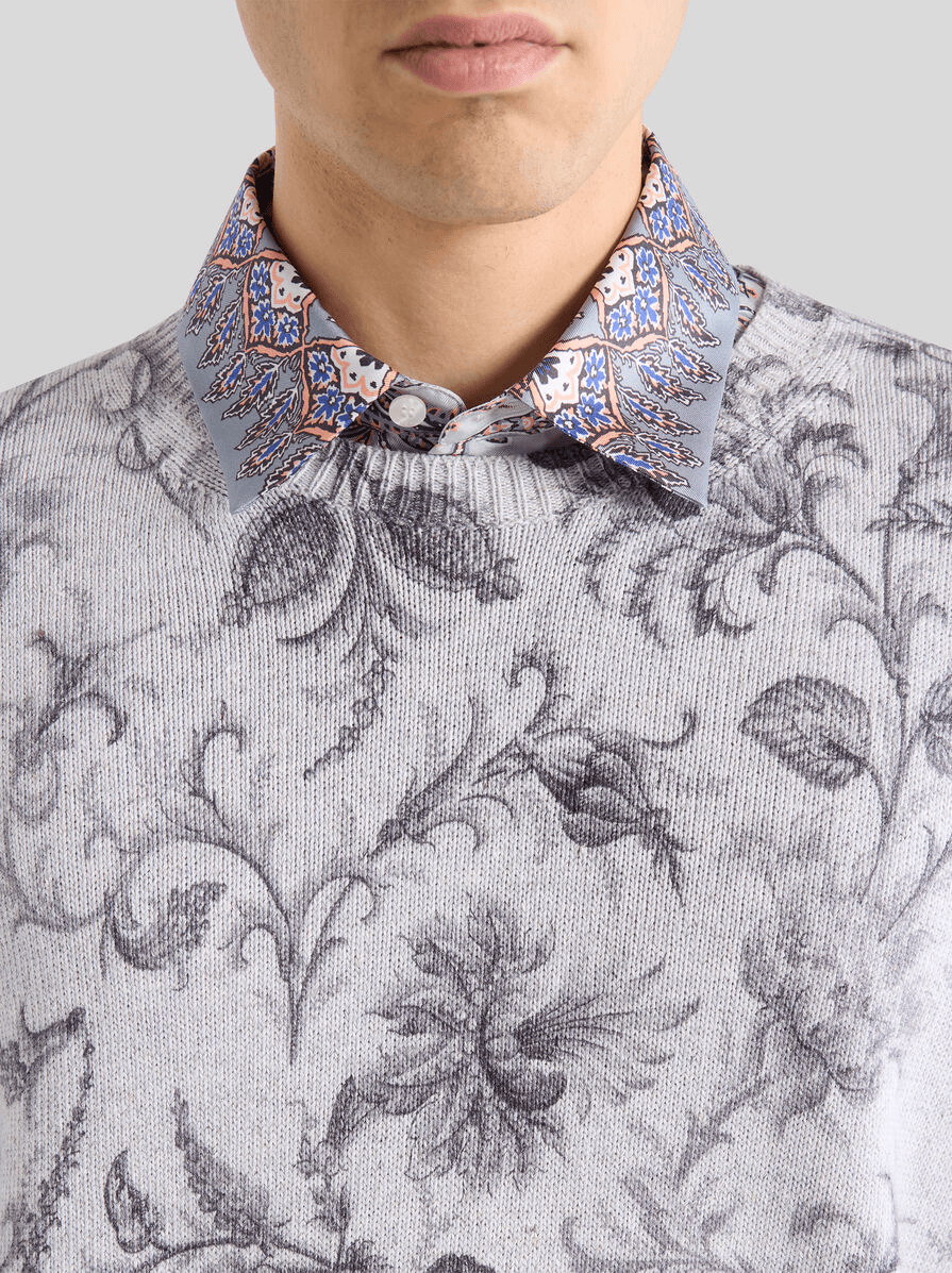 COTTON-BLEND SWEATER WITH FLORAL MOTIF - Image 1