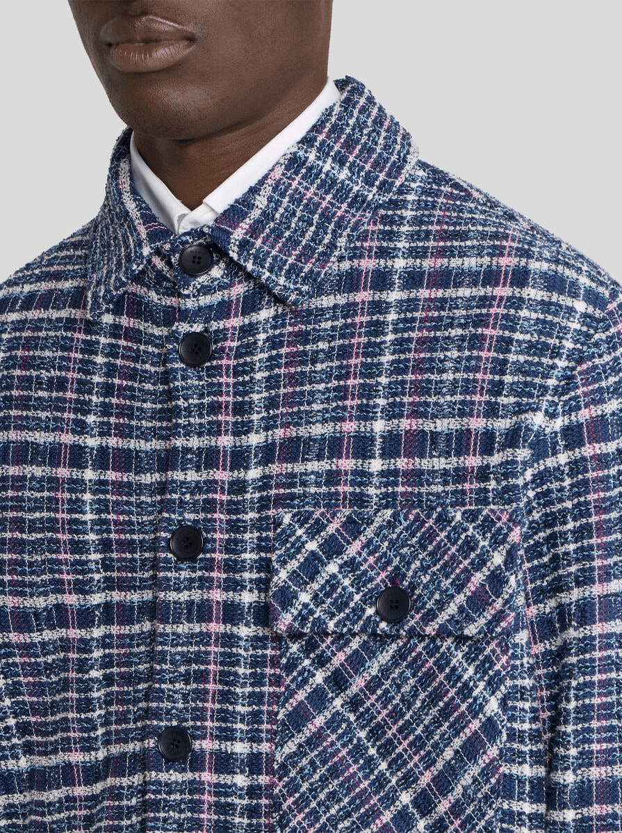 KNIT COTTON-BLEND JACQUARD JACKET WITH MAXI CHECK MOTIF - Image 1