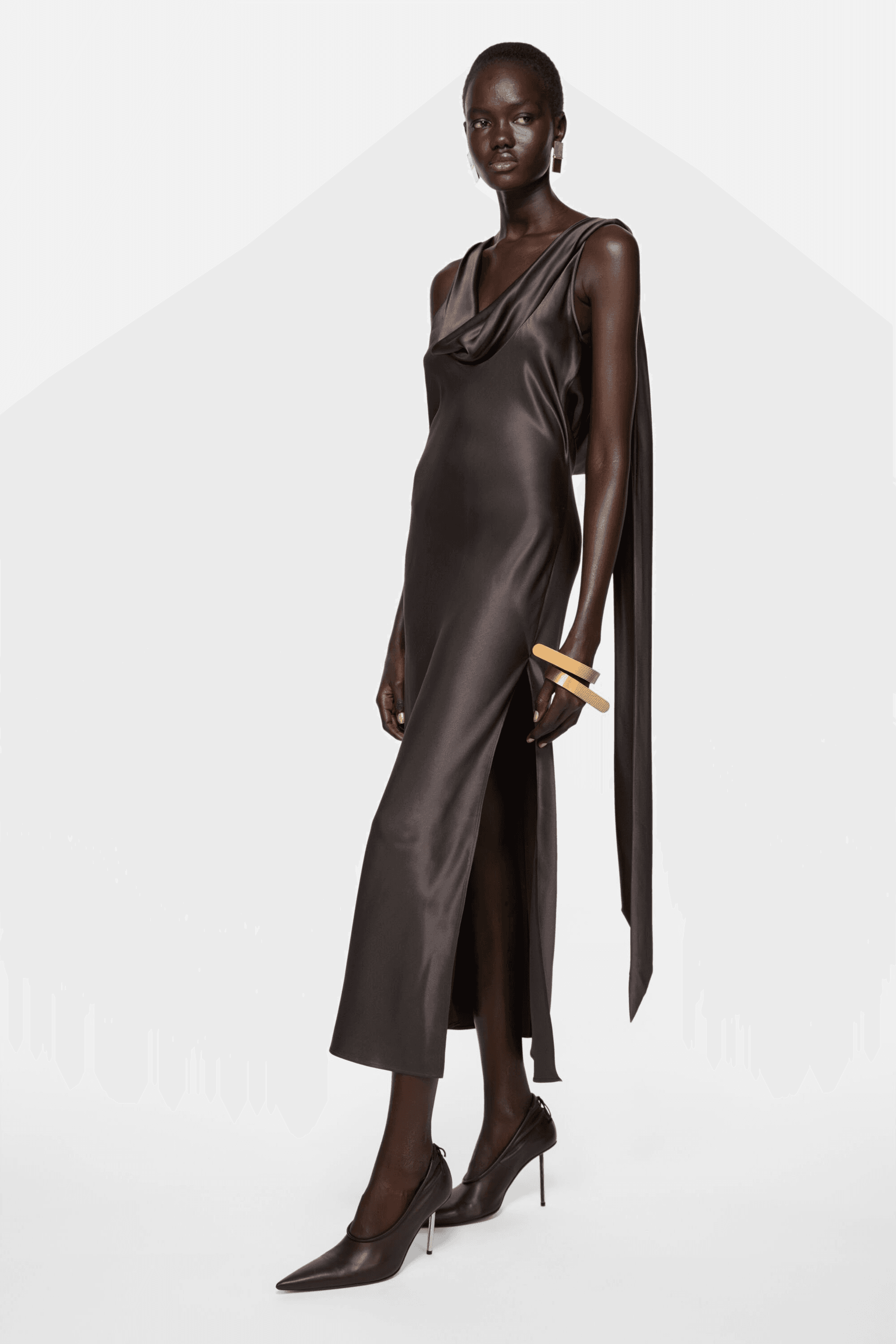 Draped satin dress - Image 1