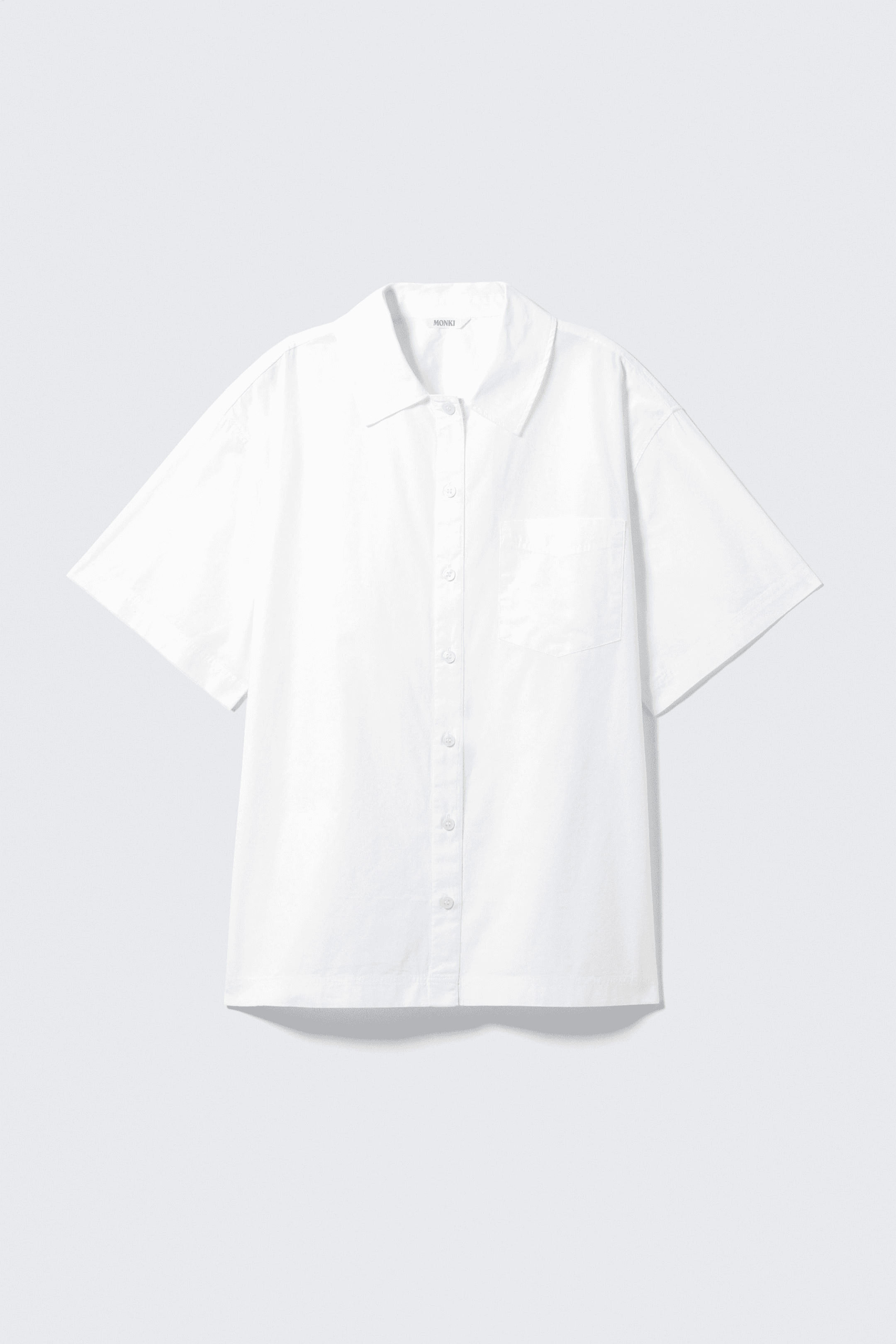 Oversized Short-Sleeved Cotton Poplin Shirt - Image 1