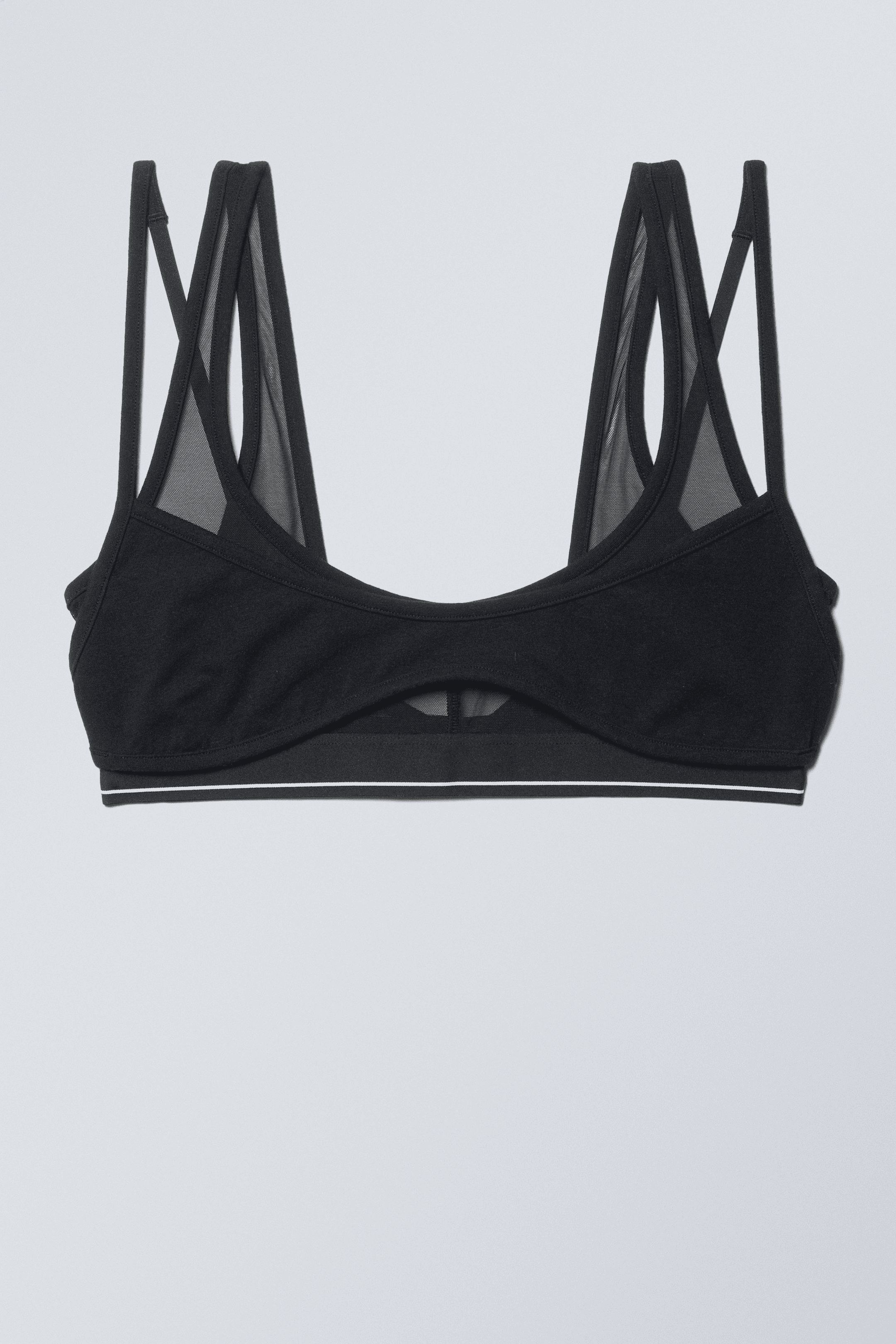 Layered Cotton Mesh Bra - Image 1