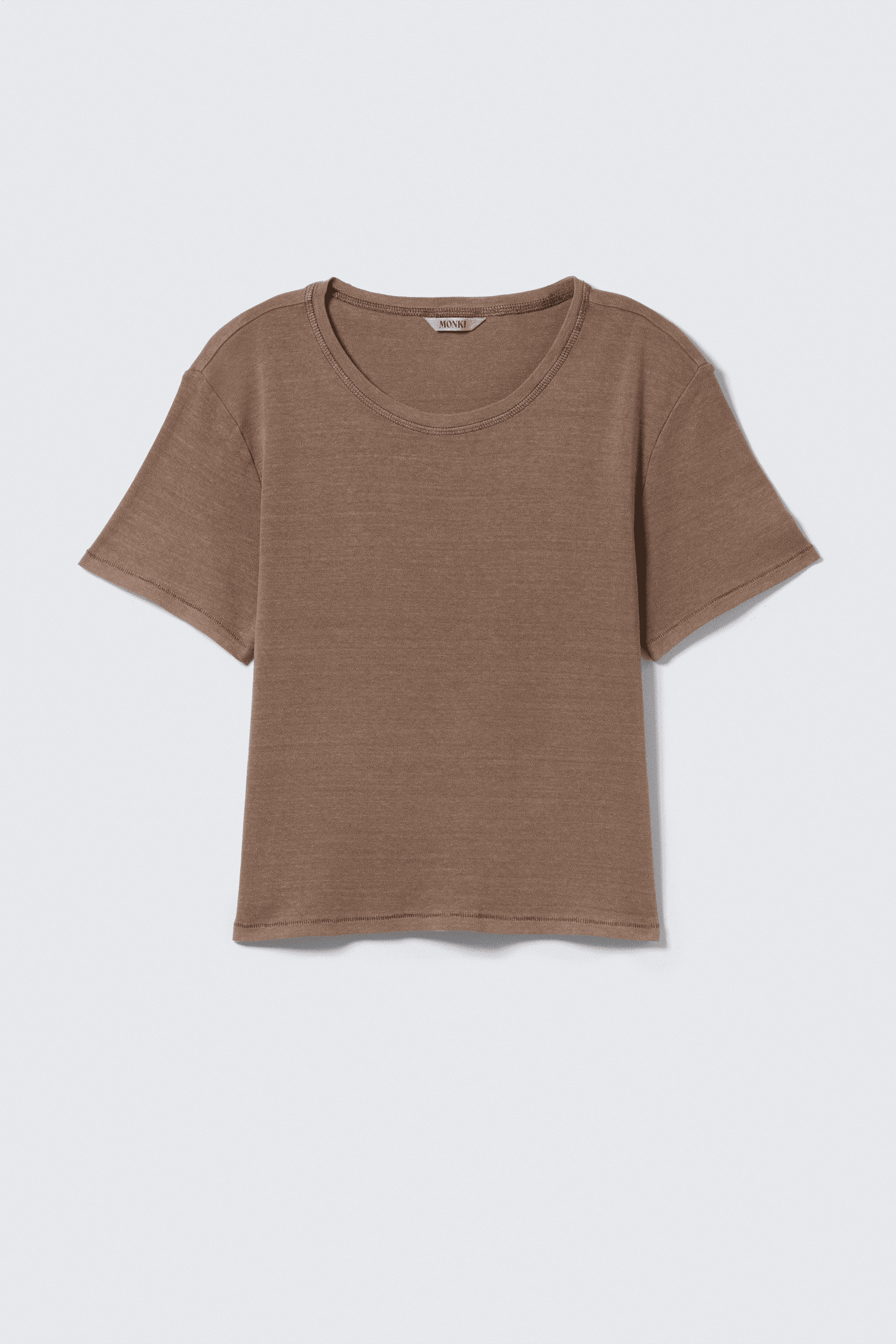 Cropped Printed Ribbed Cotton T-shirt - Image 1