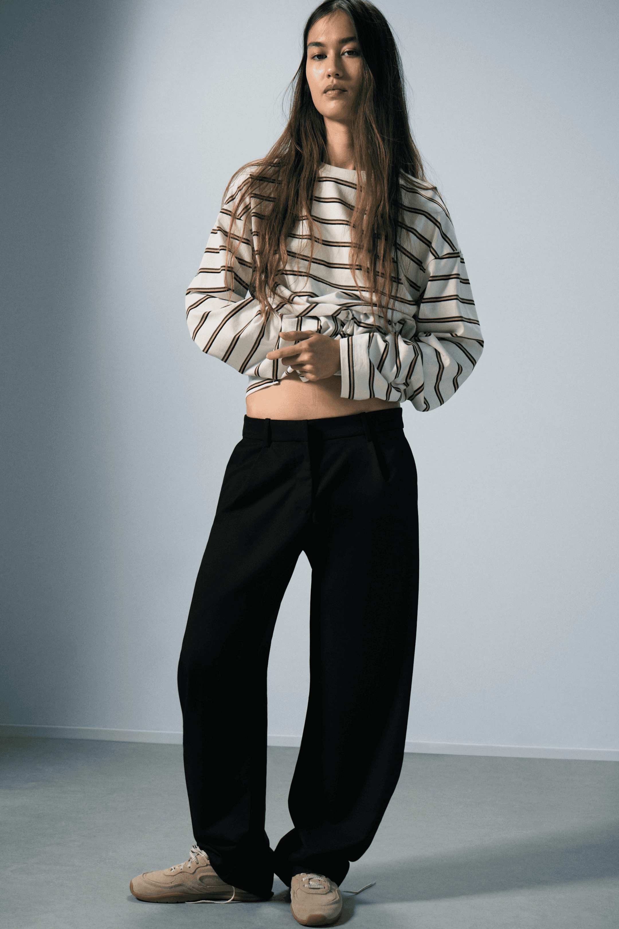 Loose Fit Barrel Leg Suiting Trousers - Image 1