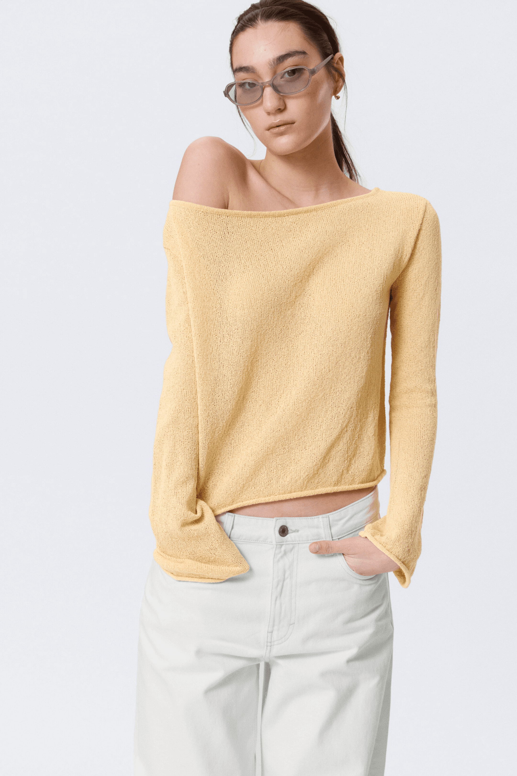 Relaxed Knitted Boat-Neck Sweater - Image 1