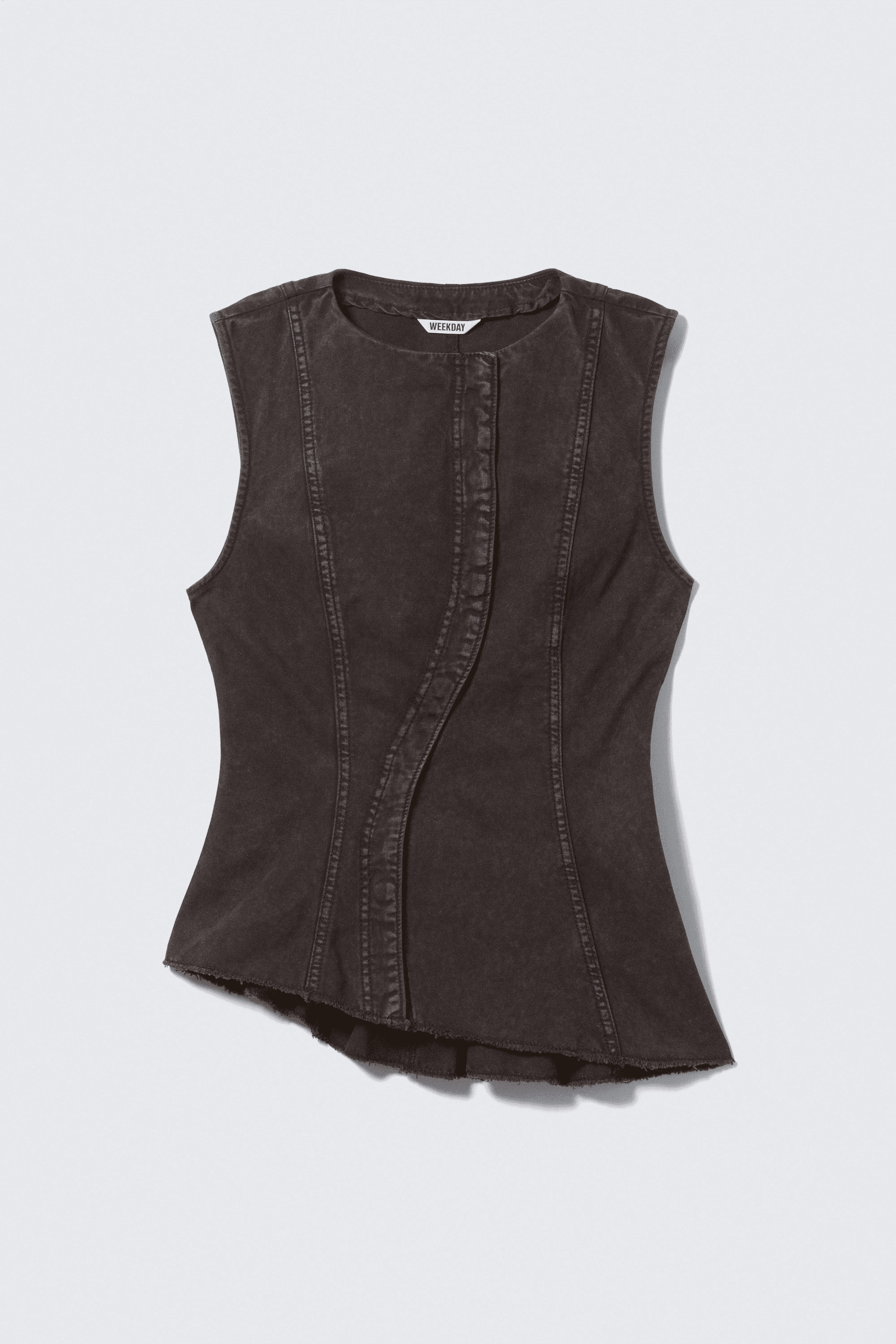 Sleeveless Asymmetric Peplum Top - Image 1