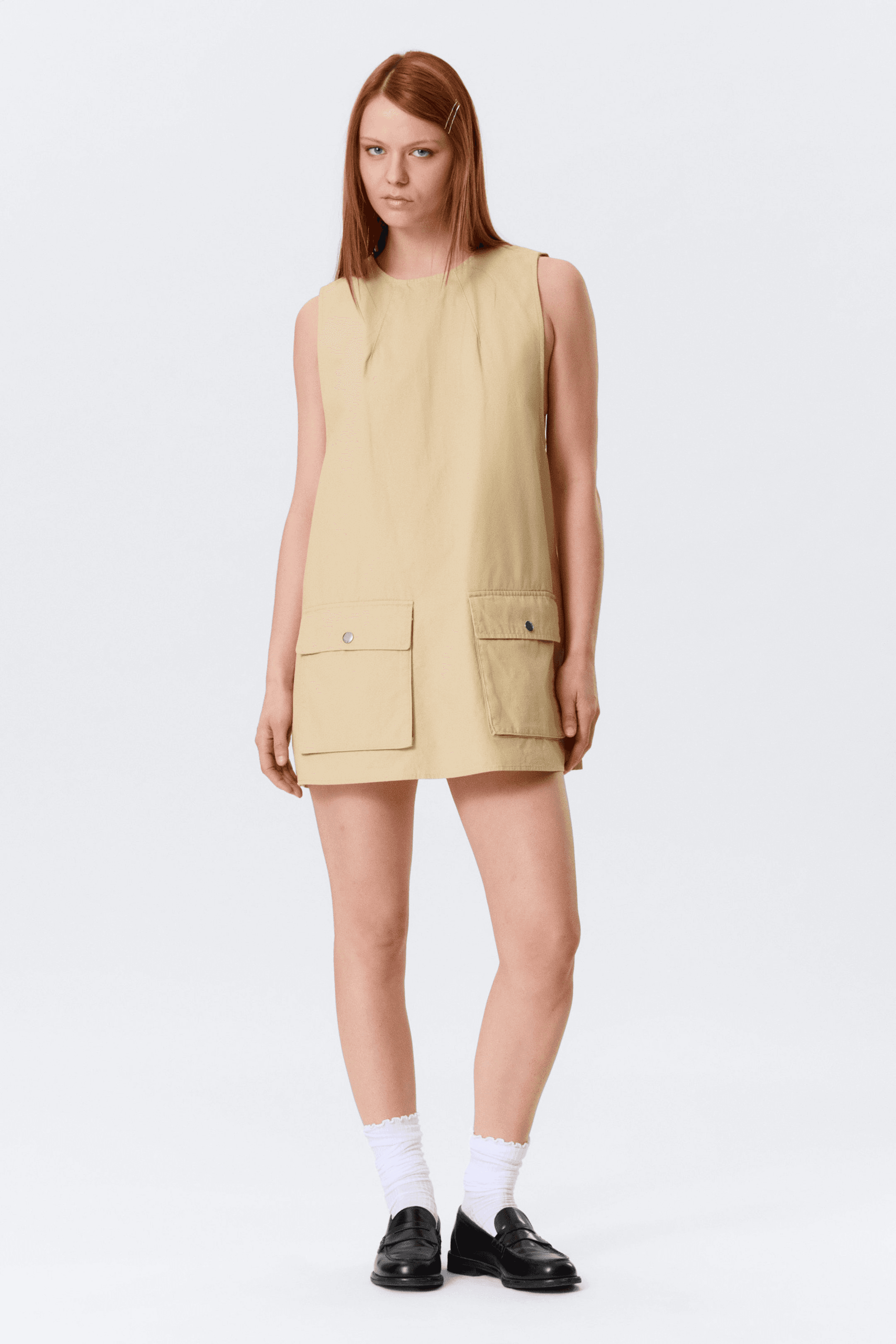 Utility Cotton Canvas Mini Pinafore Dress - Image 1