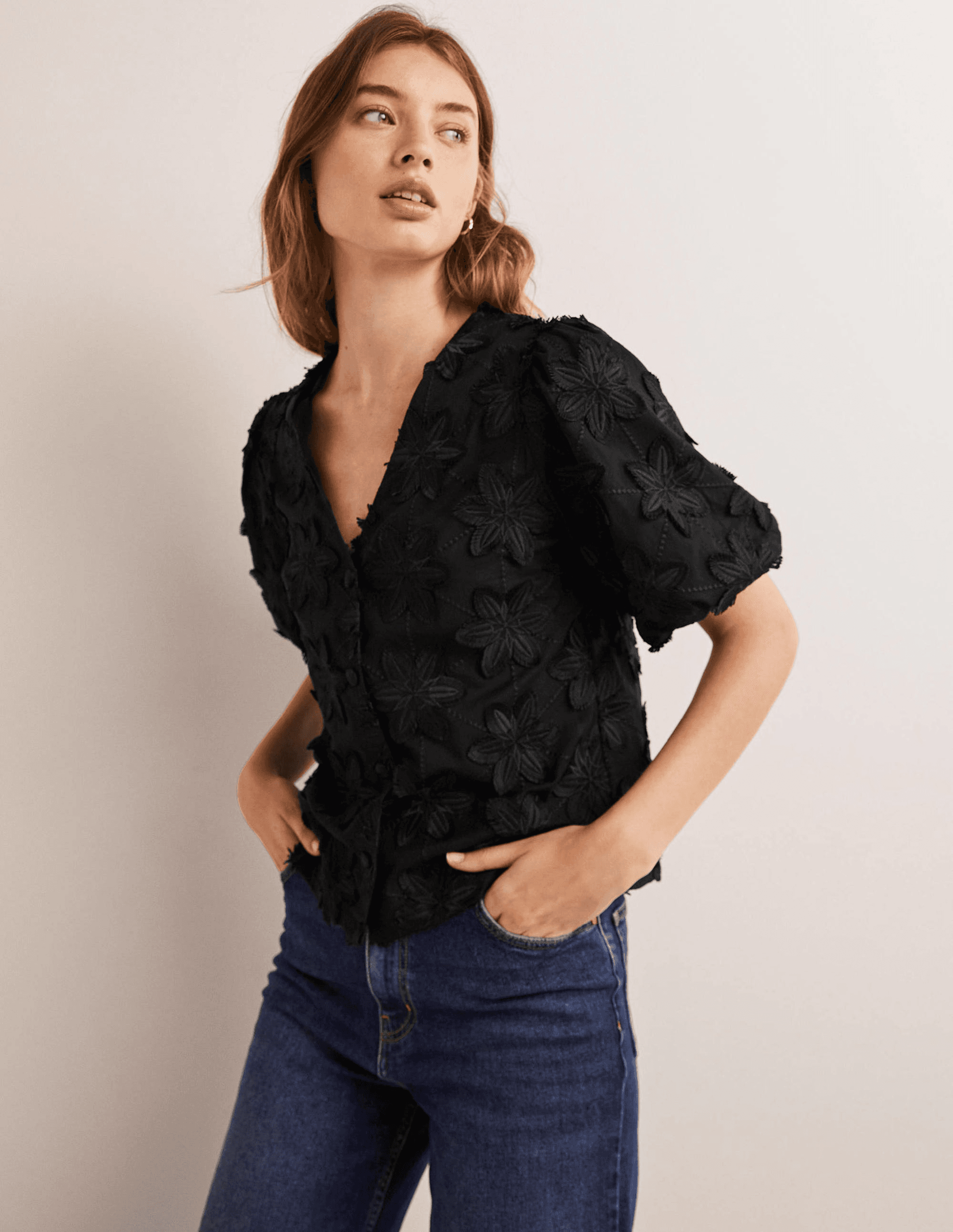 Puff Sleeve Button Blouse - Image 1