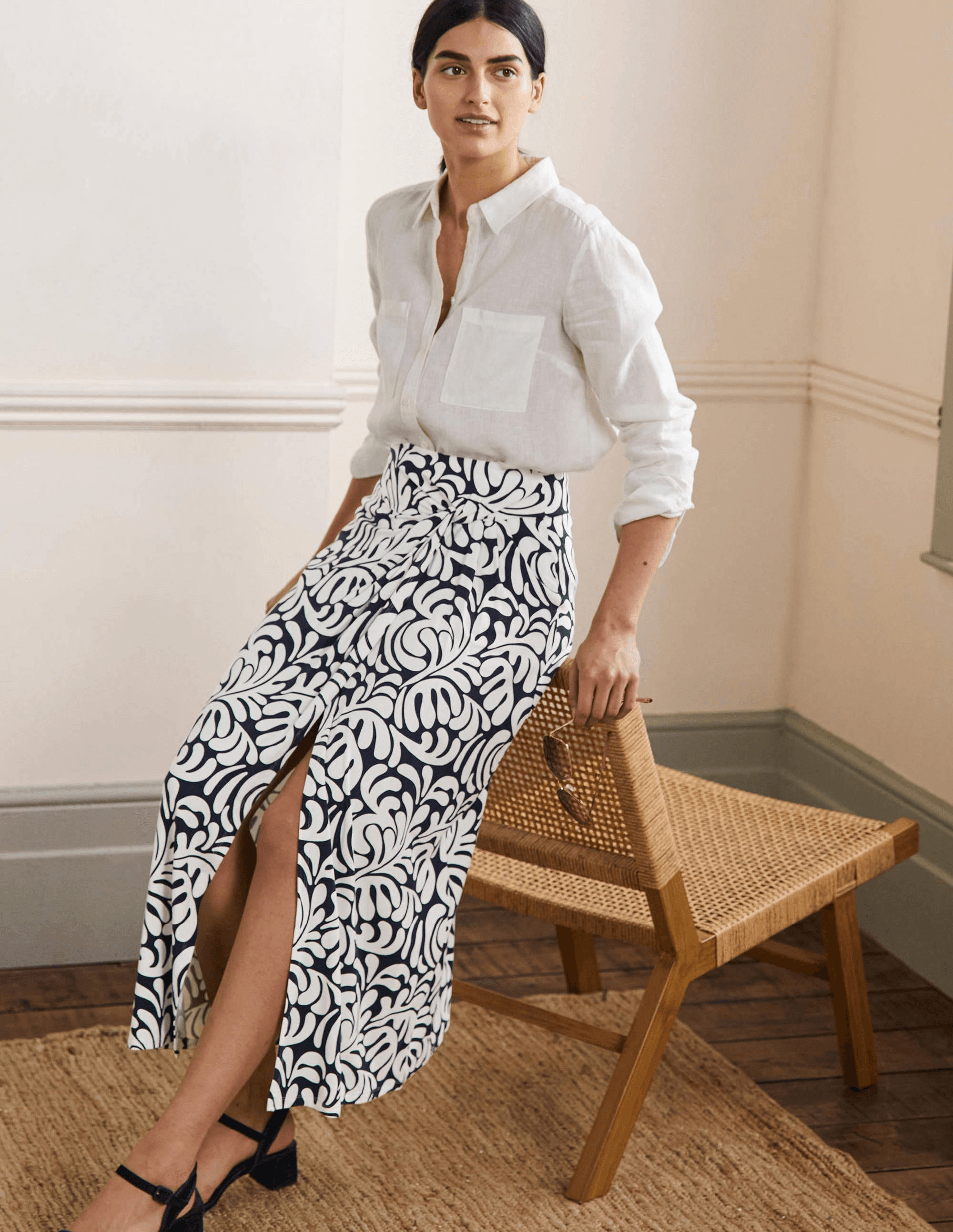 Knot Waist Jersey Midi Skirt - Image 1