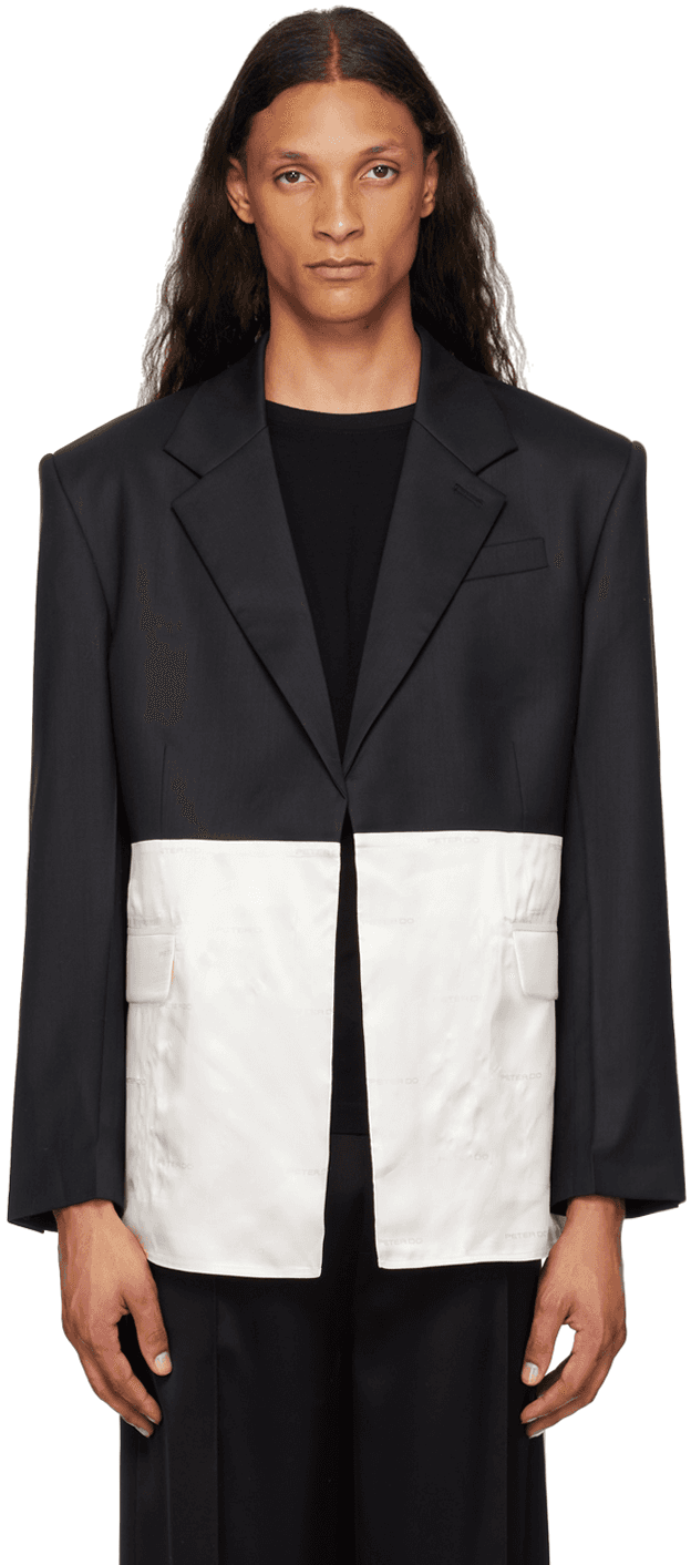 Black & Off-White Combo Classic Blazer - Image 1