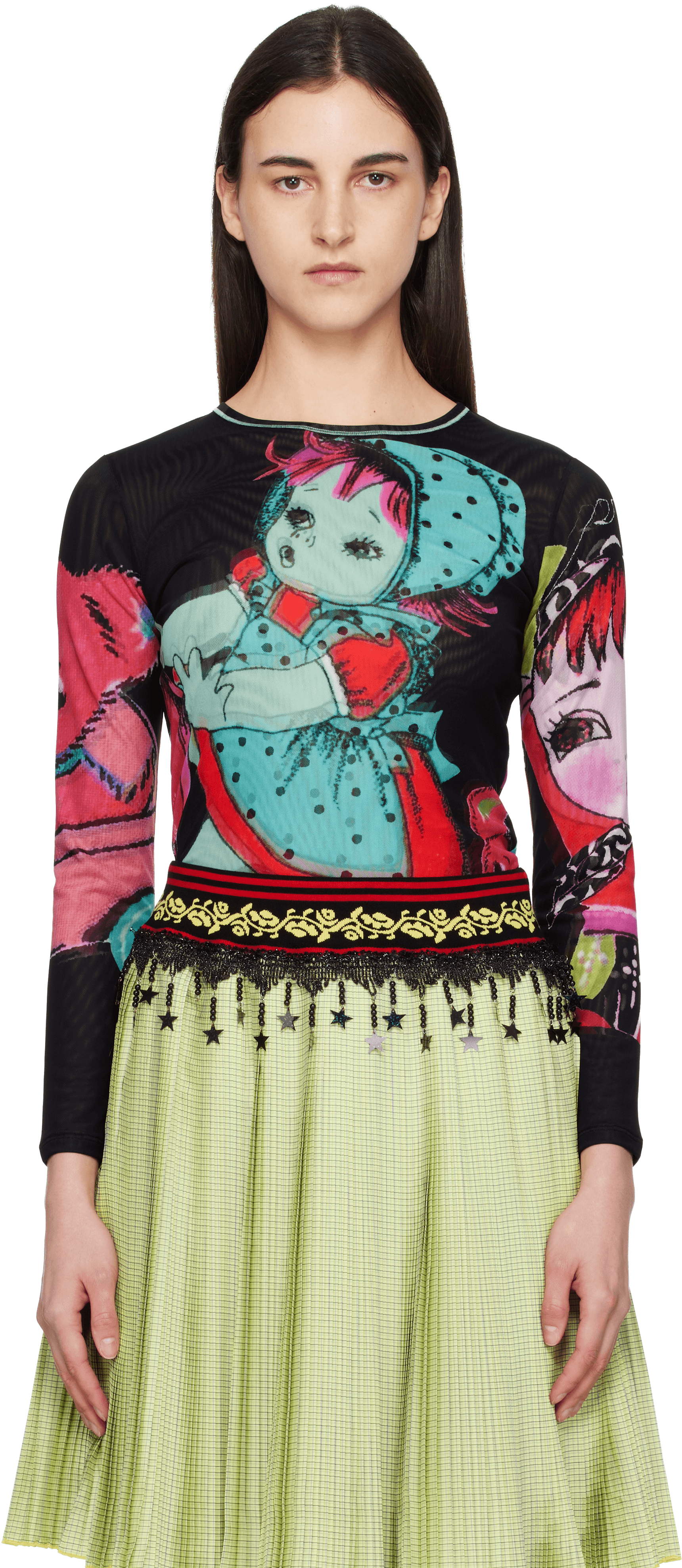 Multicolor Sweeties Fitted Mesh Top - Image 1