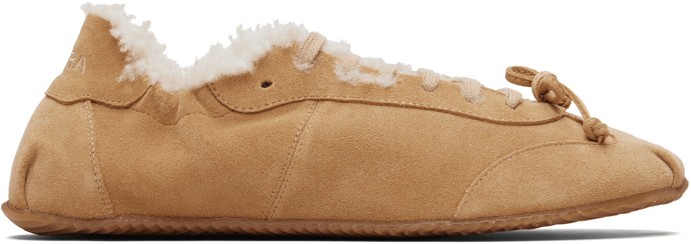 Tan Shearling Ballerina Sneakers - Image 1