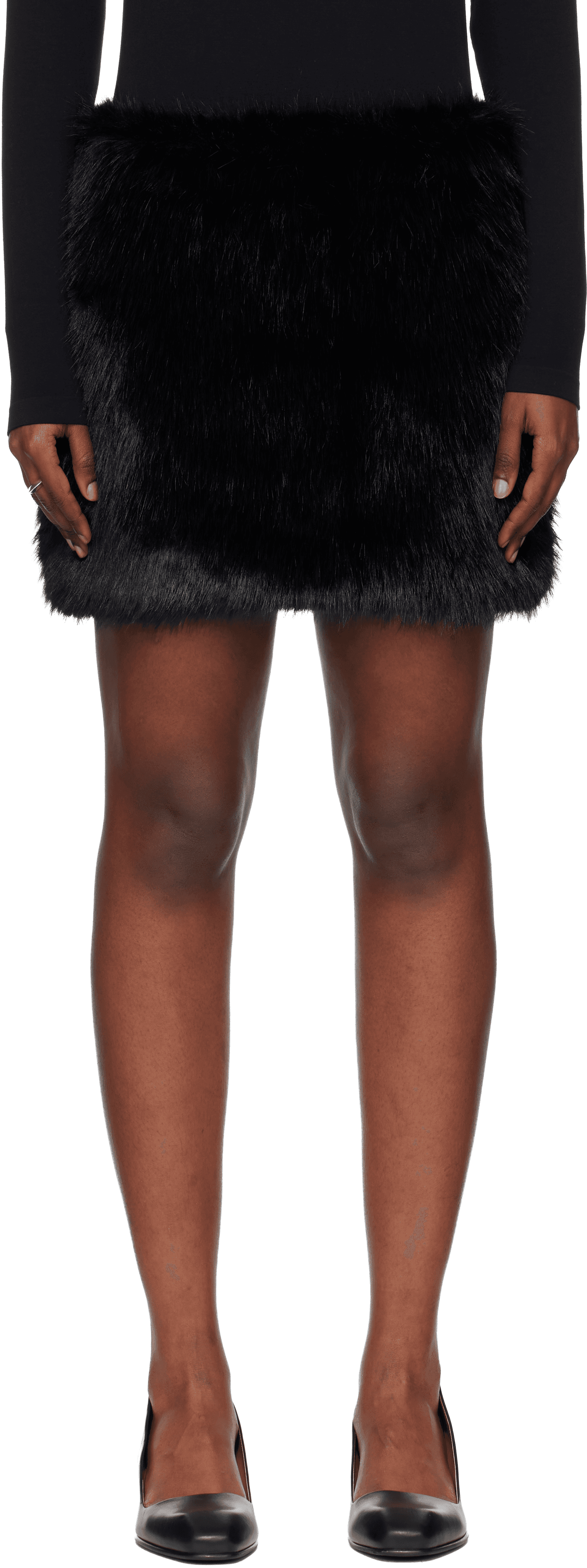 Black Faux-Fur Miniskirt - Image 1