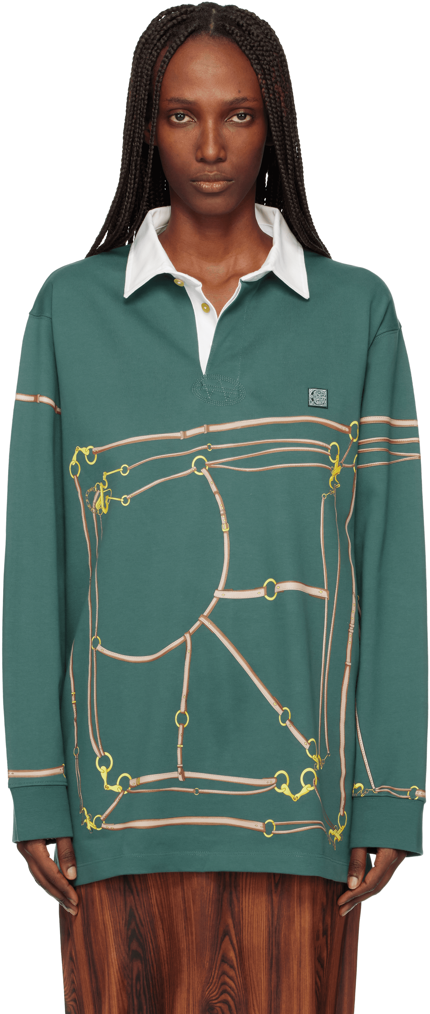Green Belt Printed Rugby Polo - Image 1