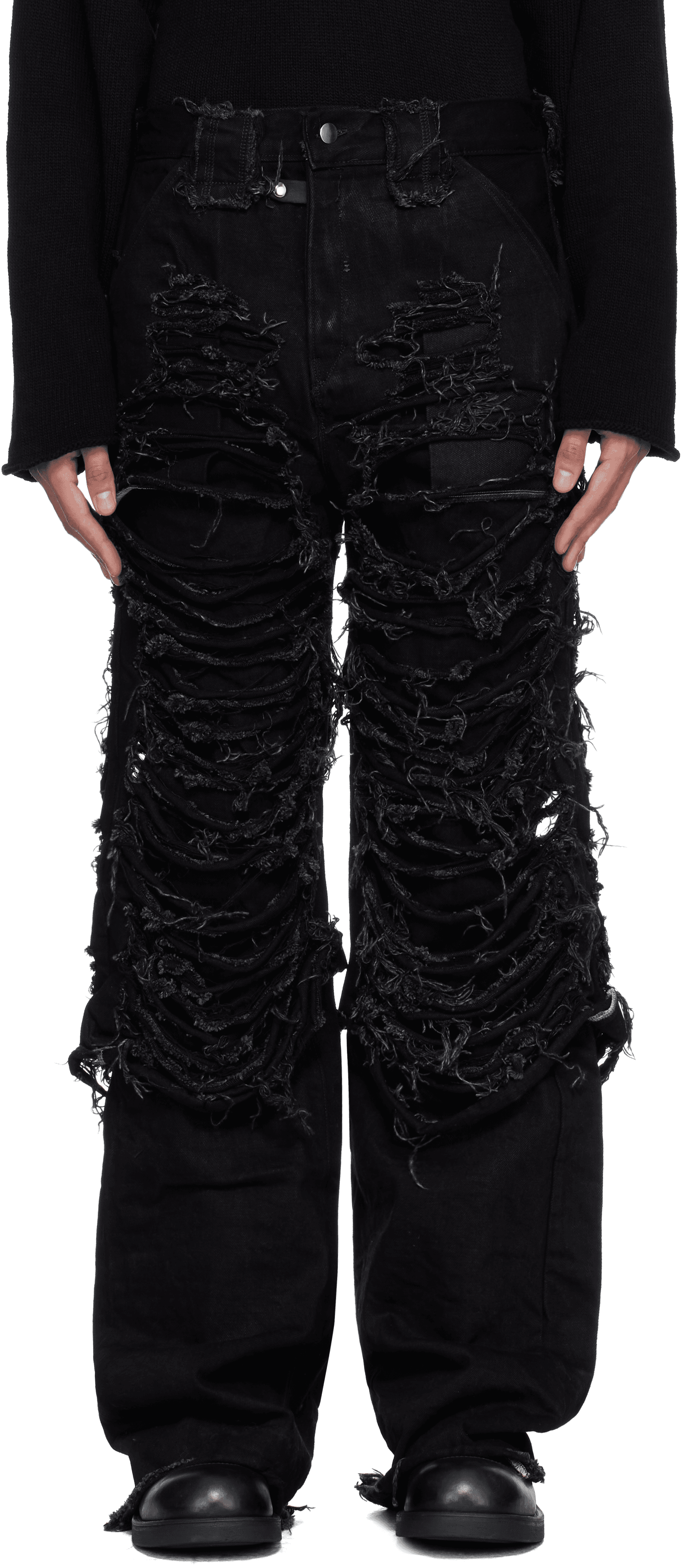 Black Destroyed Fisolo Jeans - Image 1