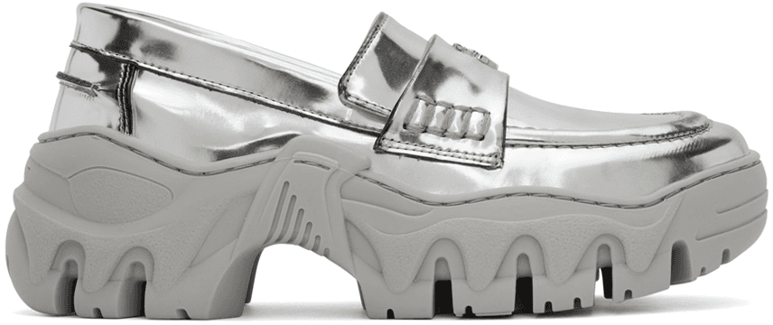 SSENSE Exclusive Silver Loafers - Image 1