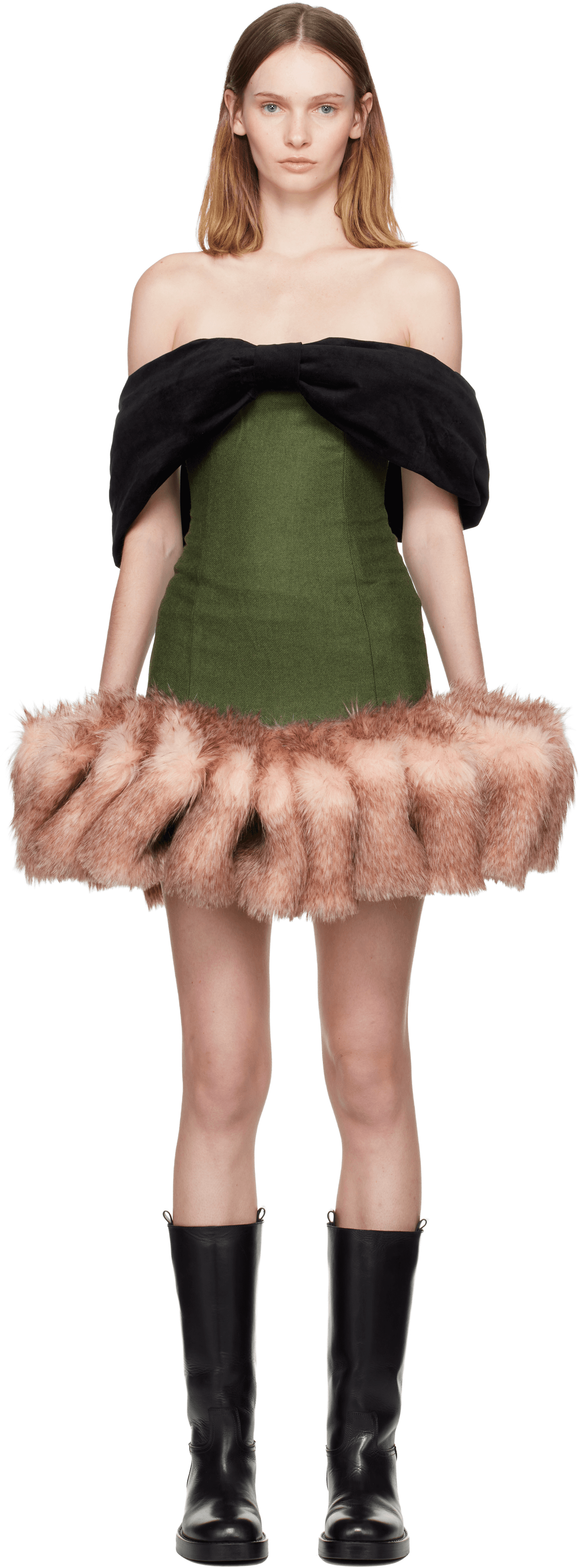Green & Pink Bow Loden Minidress - Image 1