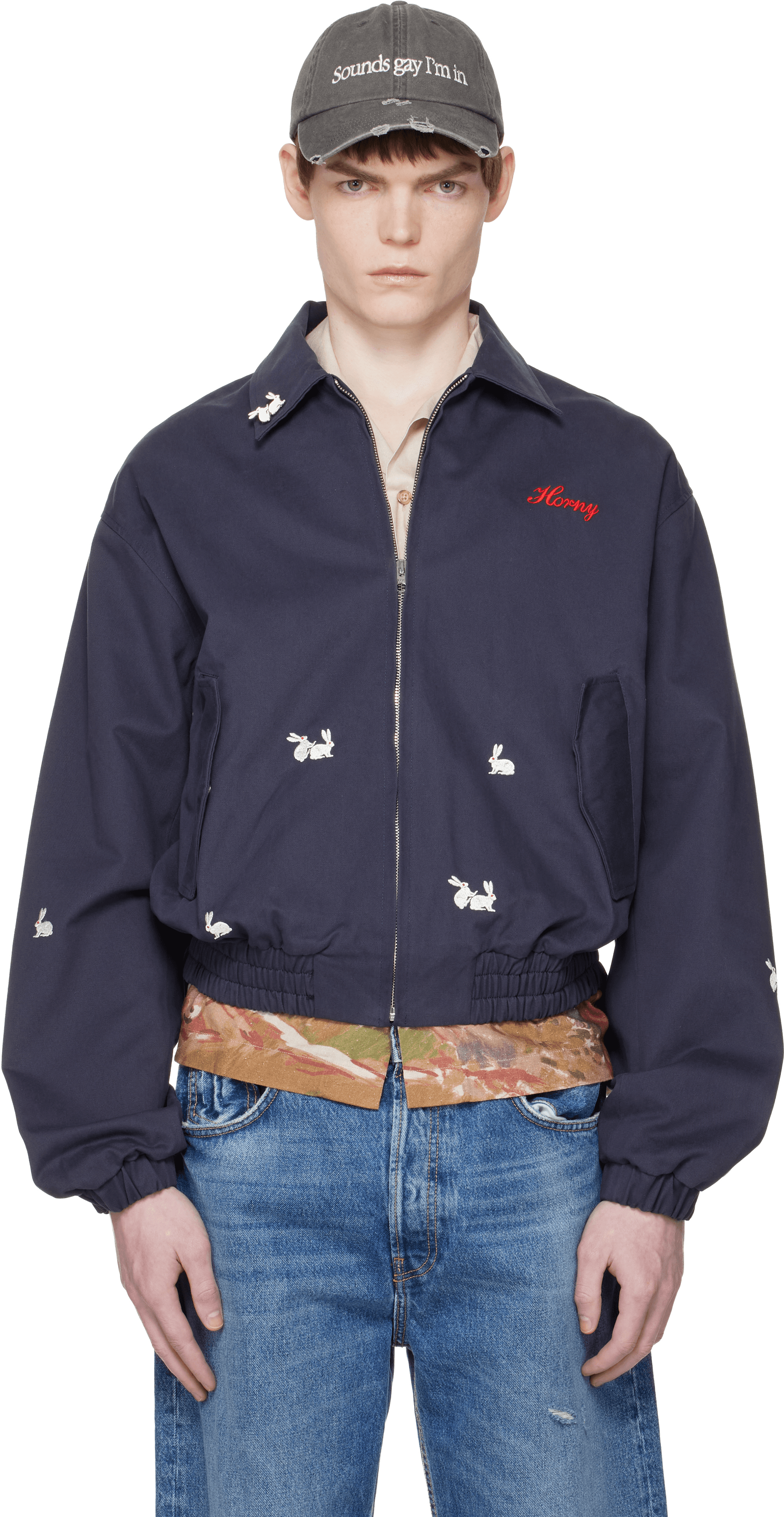 Navy Hareington Horny Jacket - Image 1