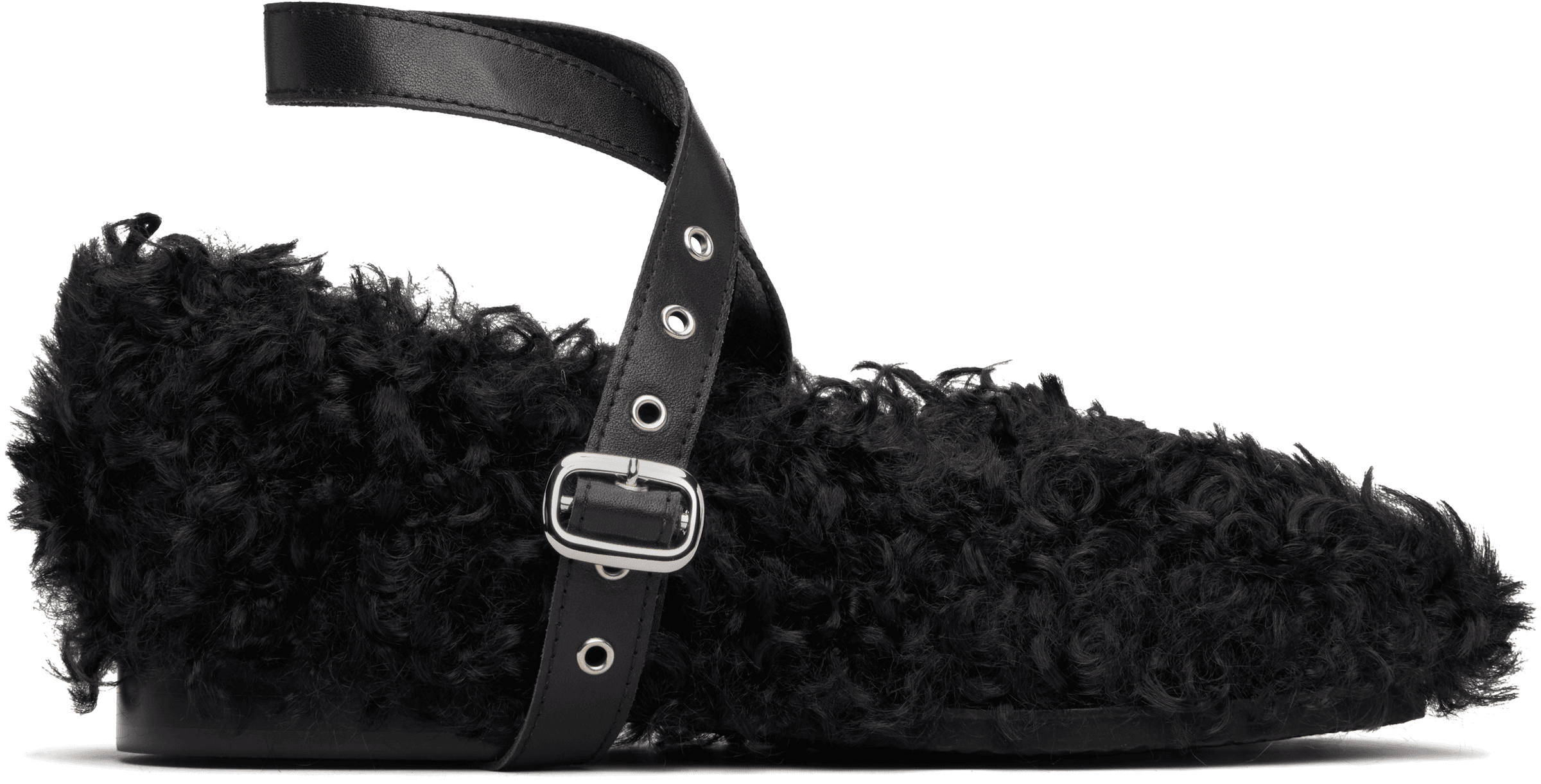 Black Strap Toe Ballerina Flats - Image 1