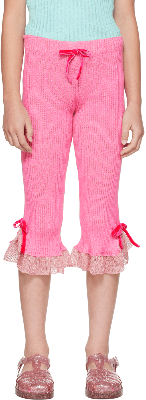 Kids Pink Bow Lounge Pants - Image 1
