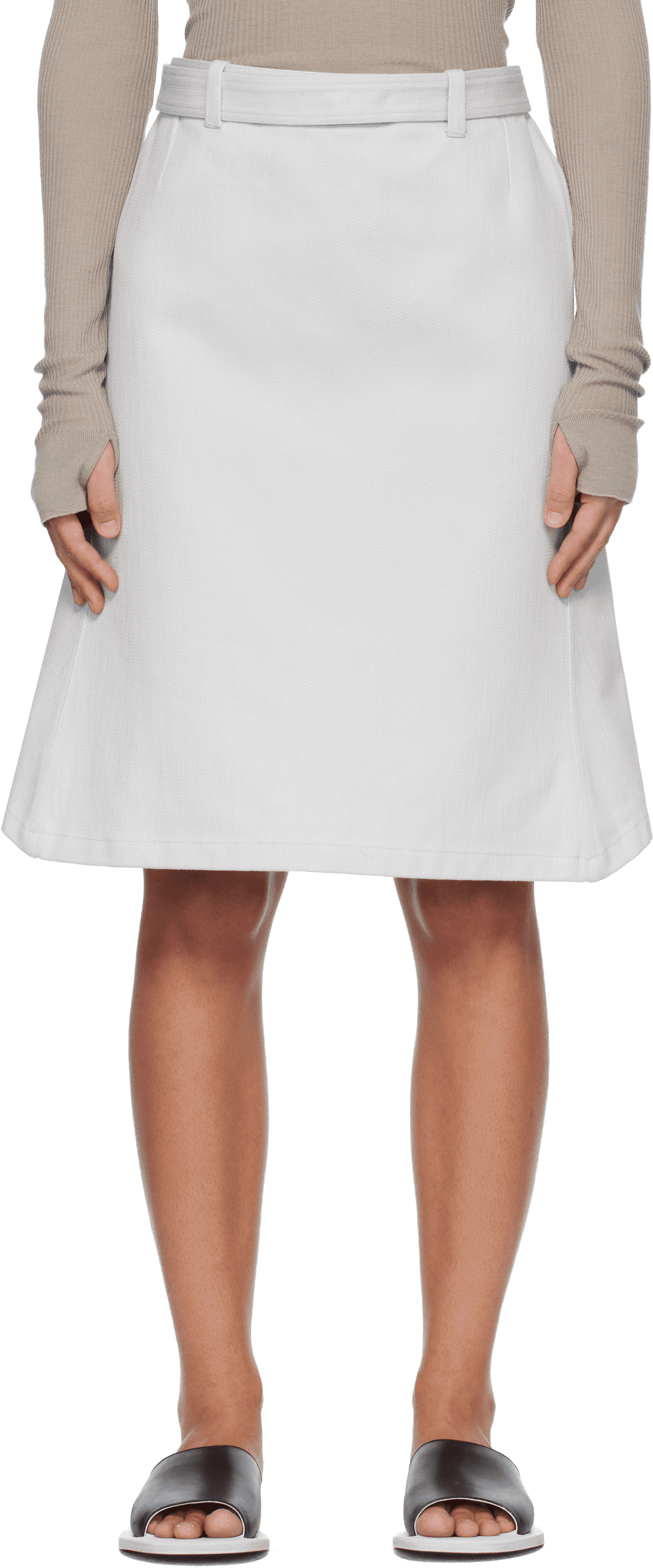 Off-White Gabardine Inox Rustic Midi Skirt - Image 1