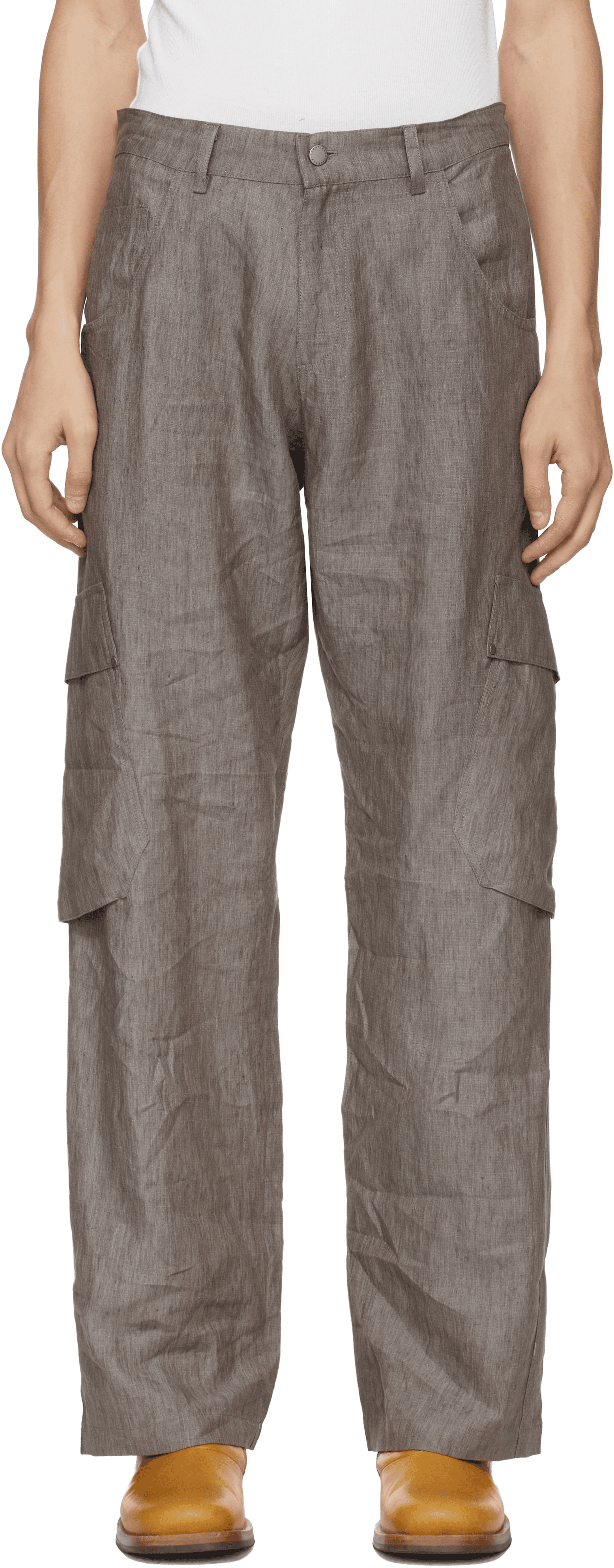 Gray Linen Cargo Pants - Image 1