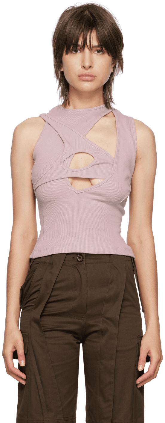 Purple Cutout Tank Top - Image 1