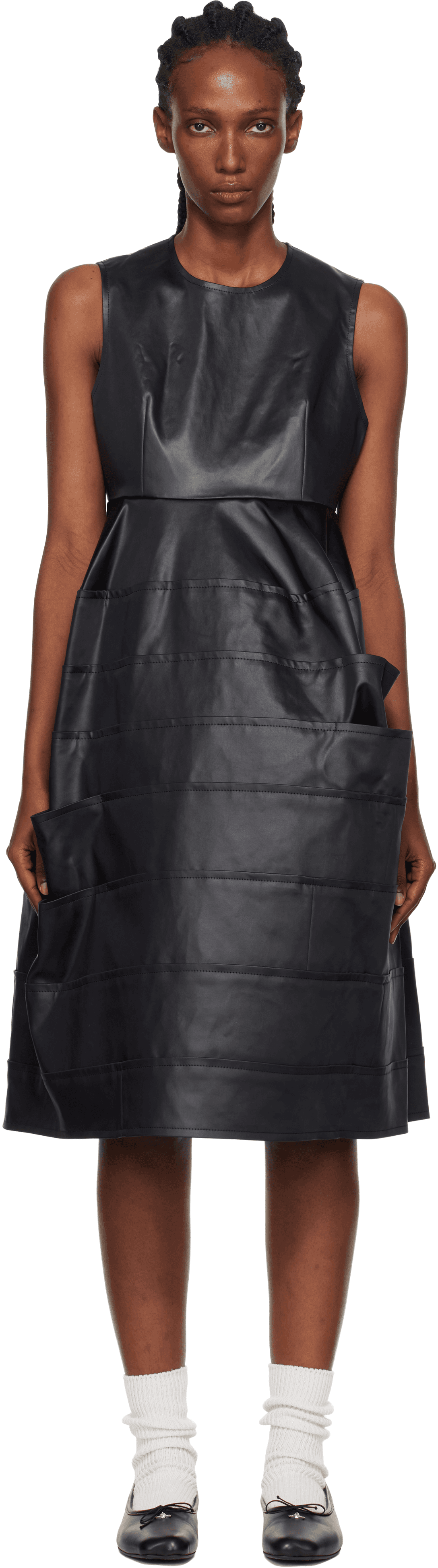 Black Satin Midi Dress - Image 1