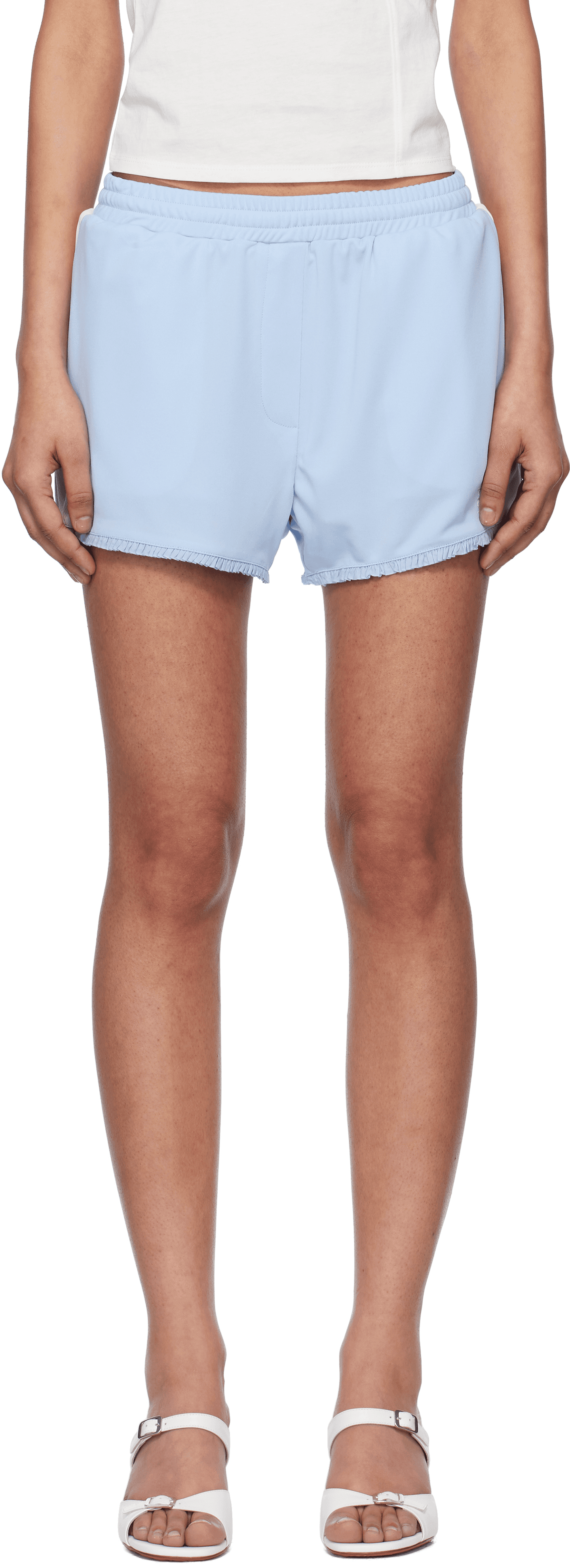 Blue Frill Jersey Shorts - Image 1