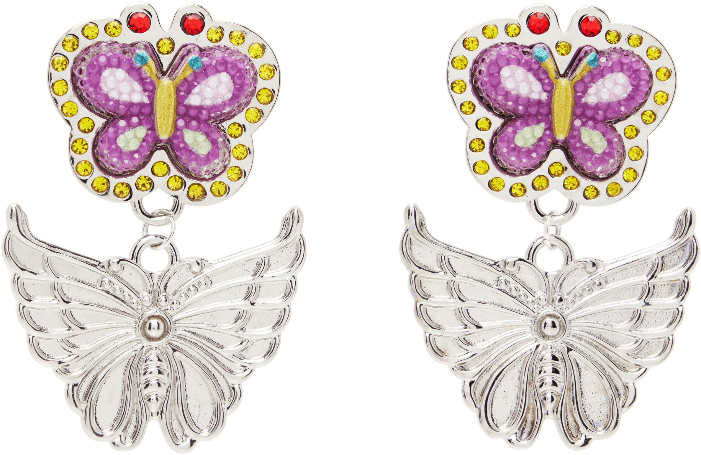 Stacked Butterfly Drop Earrings - Image 1