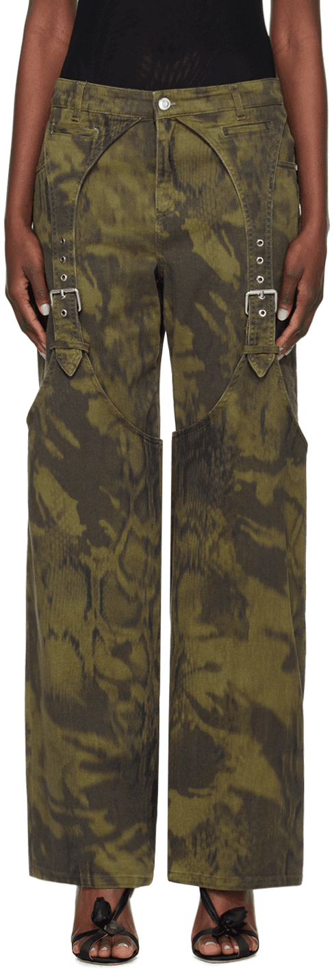Khaki Pattern Denim Trousers - Image 1