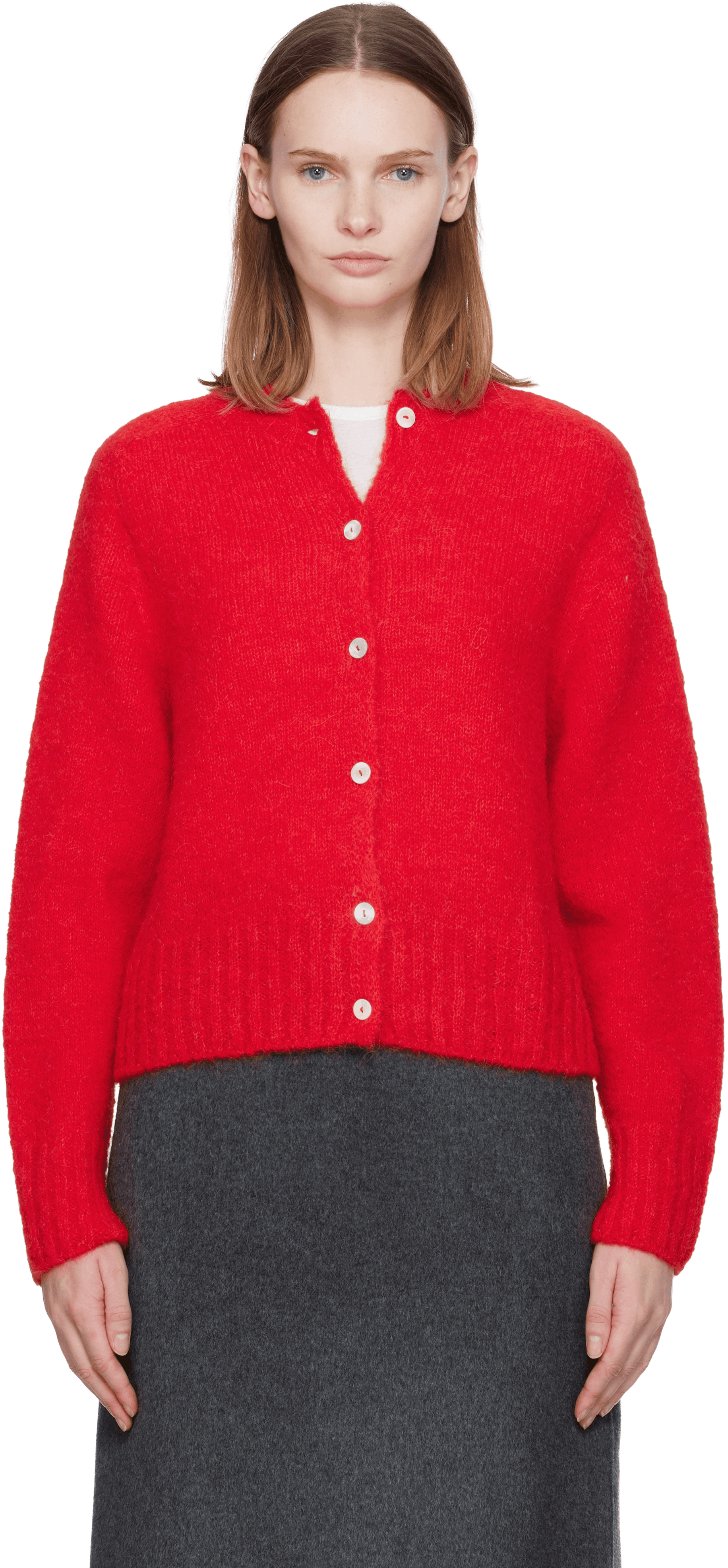 Red Alpaca Knit Cardigan - Image 1