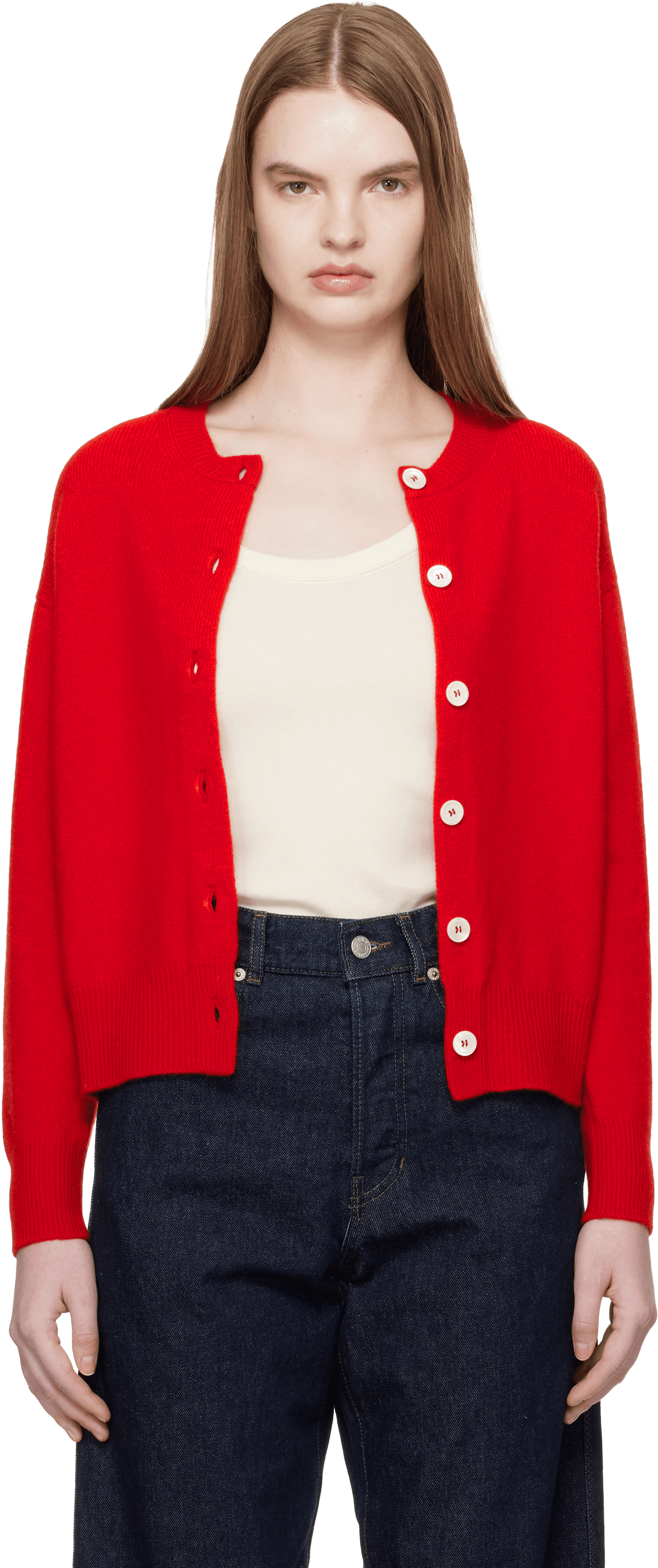 Red Ada Crewneck Cardigan - Image 1